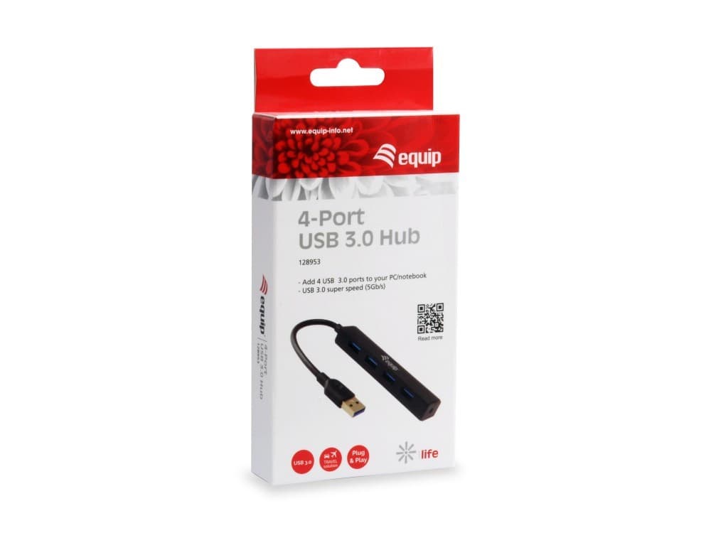 EQUIP LIFE HUB 4PORT USB 3.0 BLACK, miniatura 2