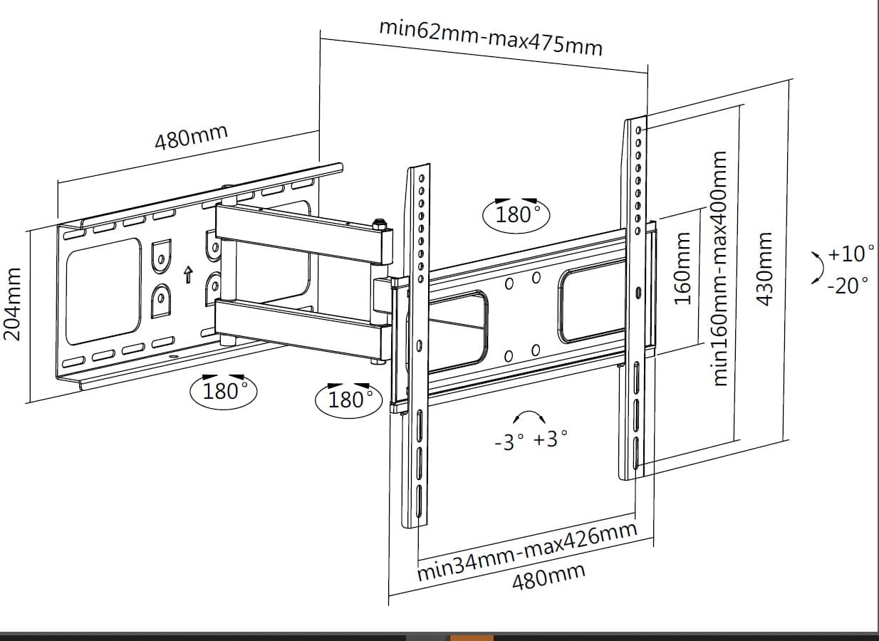 Equip 650315 Suporte de parede para TV articulado de 32“-55”., miniatura 4