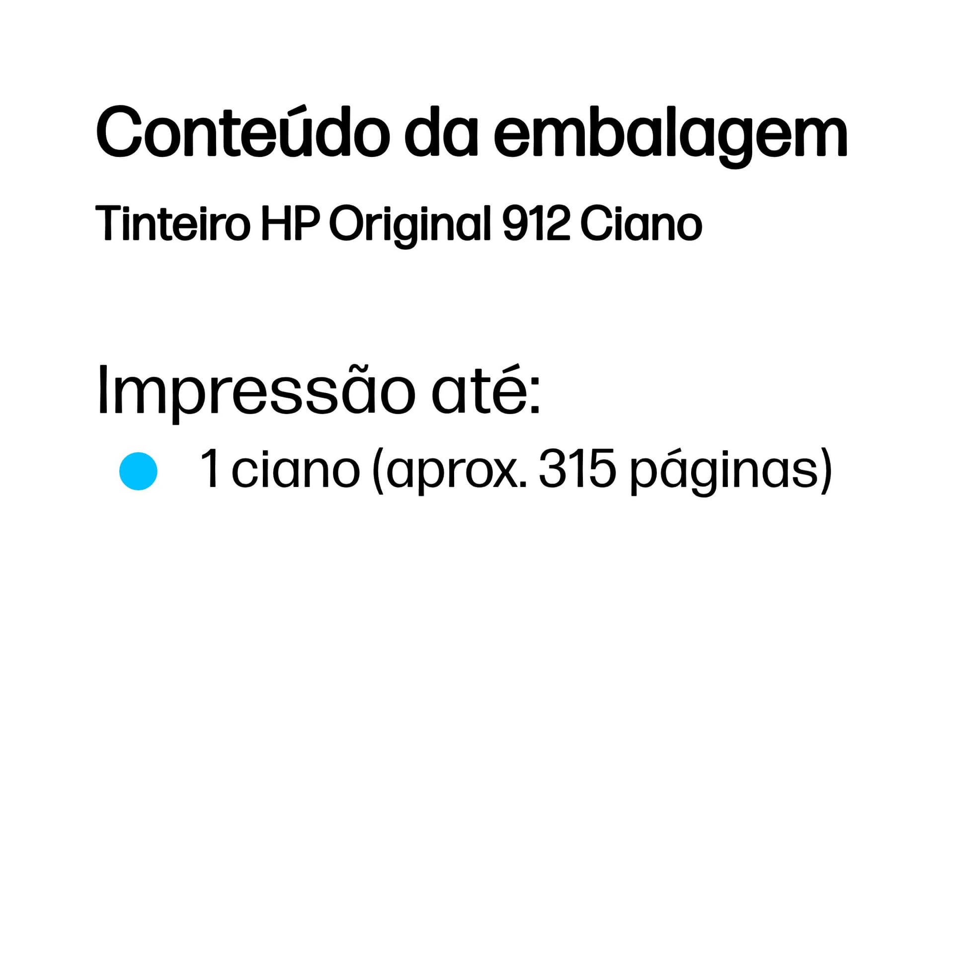 HP Tinteiro Original 912 Ciano, miniatura 3