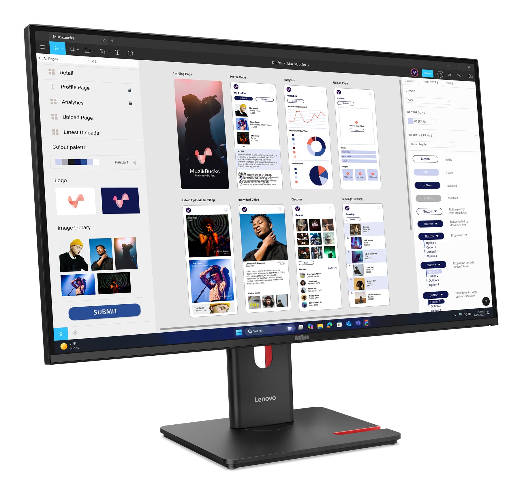 Lenovo ThinkVision T32UD-40 Monitor, miniatura 3