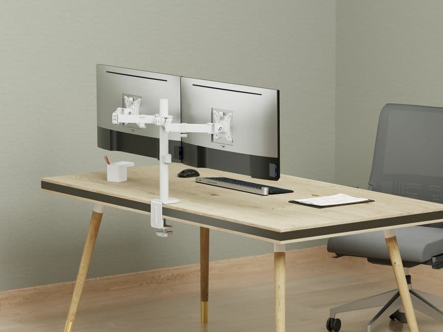 Equip Suporte de montagem de secretária para monitor duplo articulado de 17“-32”, branco, miniatura 6