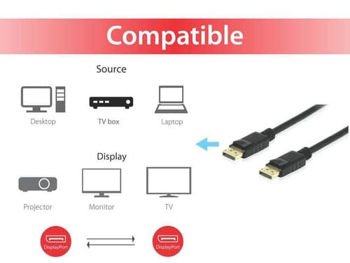 EQUIP CABO DISPLAY PORT 1.4 M/M 2.0M WITH LATCH PRETO, miniatura 4