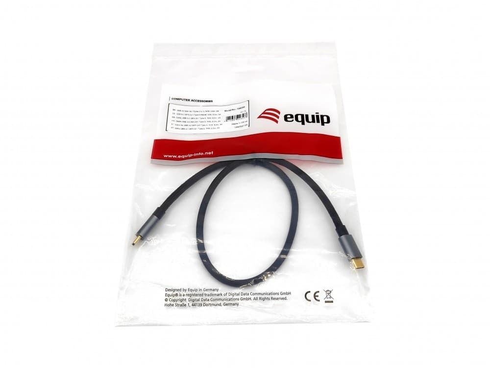 EQUIP CABO USB 3.2 GEN 2 C-C CABLE M/M 10G TRANSFER 5A 100W 0.5MT BLACK, miniatura 5