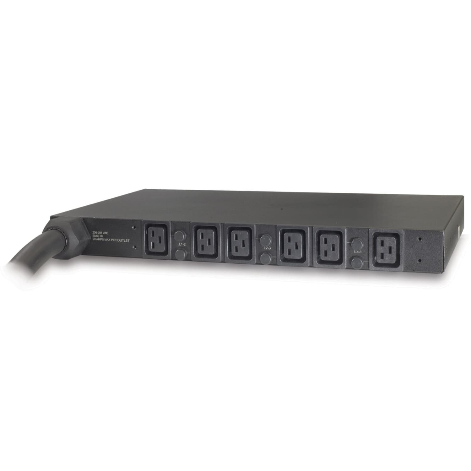 APC Basic Rack PDU - Faixa de distribuição de energia (montável em bastidor) - AC 208 V - 3 fases - entrada: Hubbell CS8365C - conectores de saída: 6 (IEC 60320 C19) - 1U - 2.4 m cabo - preto - para P/N: AR4012A, AR4017A, AR4032A, AR4038LA, SRT5KRMXL