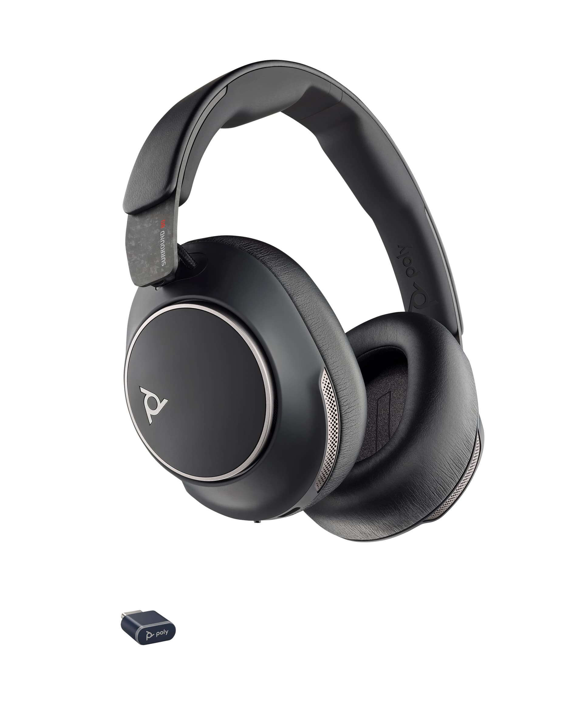 Poly Voyager Surround 80 UC - Voyager Surround 80 series - auscultadores - tamanho completo - bluetooth - sem fios - cancelamento de ruído activo - USB-C através de adaptador de Bluetooth - preto - Certificado para o Microsoft Teams Open Office - Rep