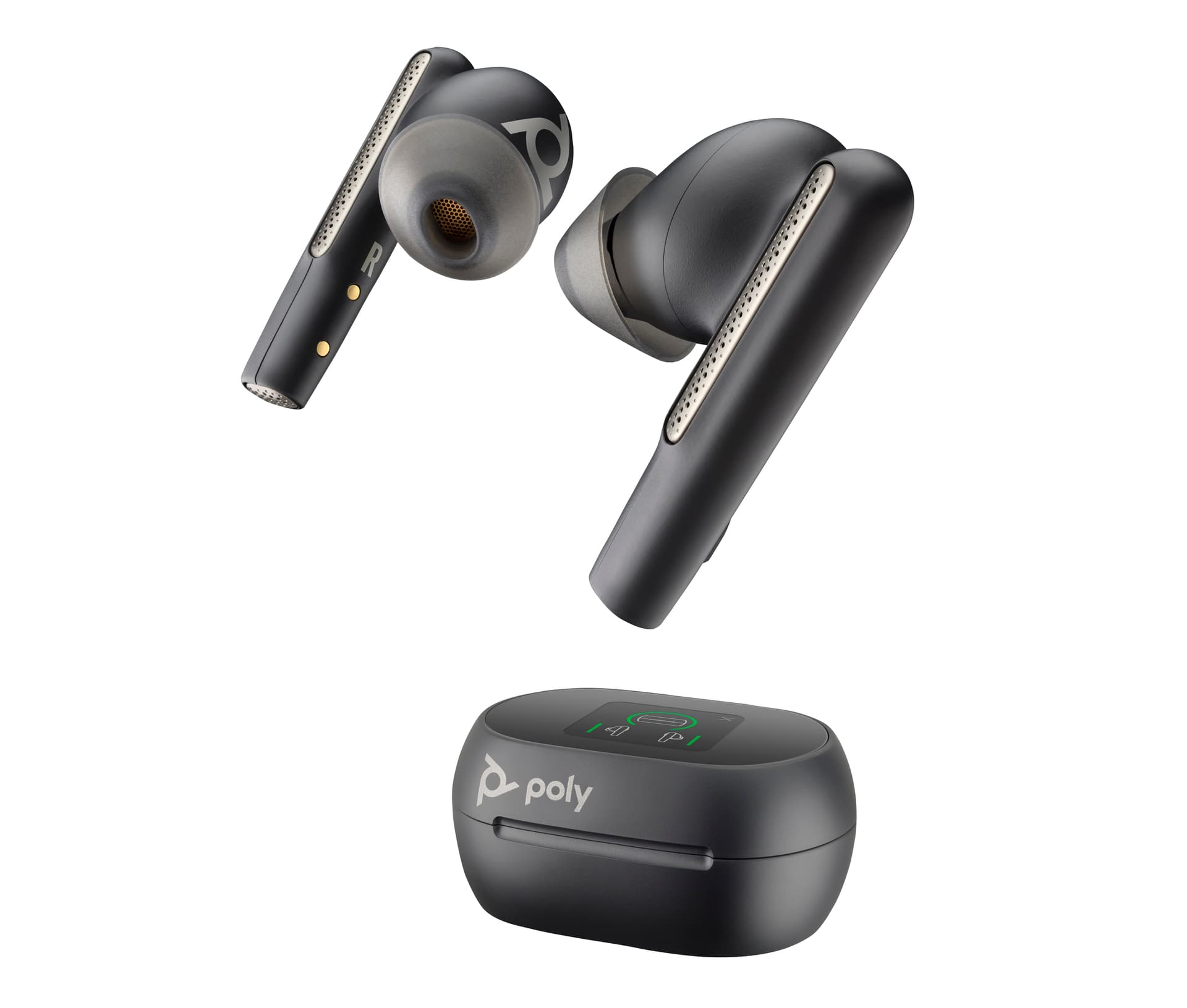Poly Voyager Free 60+ - Auscultadores sem fios com microfonoe - intra-auricular - bluetooth - cancelamento de ruído activo - USB-A via adaptador Bluetooth, macaco de 3,5 mm - preto carvão - Certificado para Salas Zoom - Replaces Poly SKU 216065-02