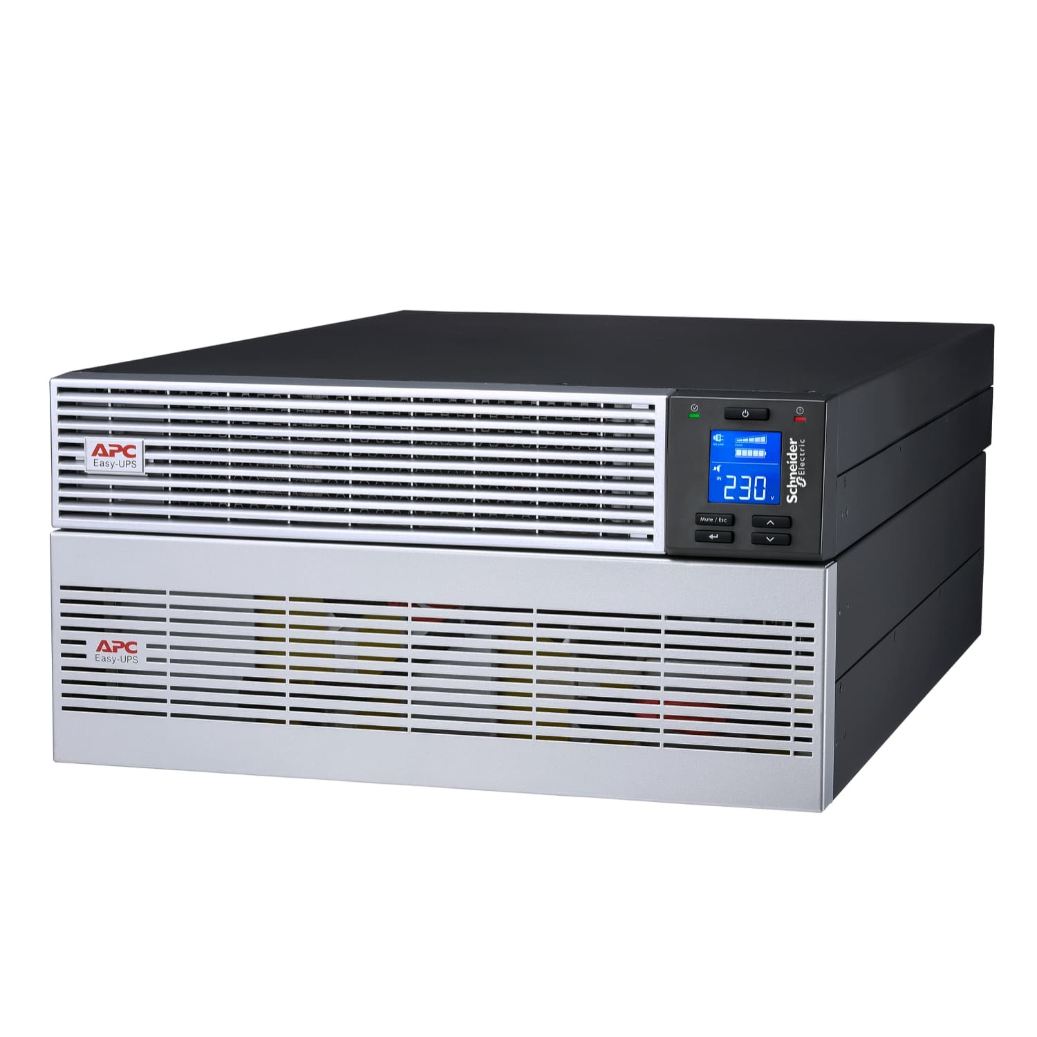 APC Easy UPS On-Line - UPS (montável em bastidor / externo) - tempo de execução estendido, saída hardwire (1P+N+E), slot inteligente para cartão, com kit de trilho - AC 230 V - 6 kW - 6000 VA - Lithium Ion - RS-232, USB, RJ-11, RJ-45 - 5U - preto, pr