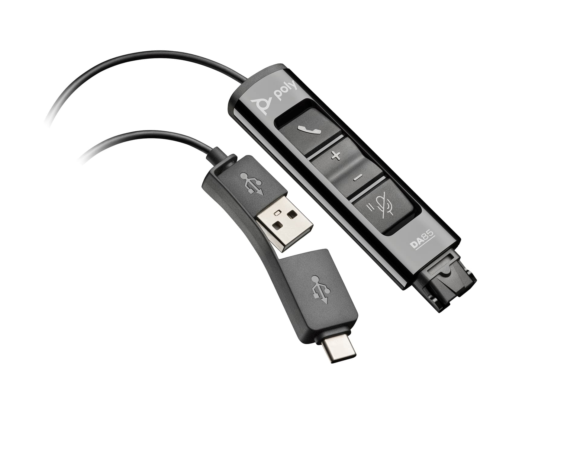 Poly DA85 - Cabo de auricular - USB, 24 pin USB-C macho para Quick Disconnect macho - 1.3 m - para OMEN 40L by HP GT21-1026nd, Poly DA70, DA75, DA80, DA85-M - Replaces Poly SKU 218267-01