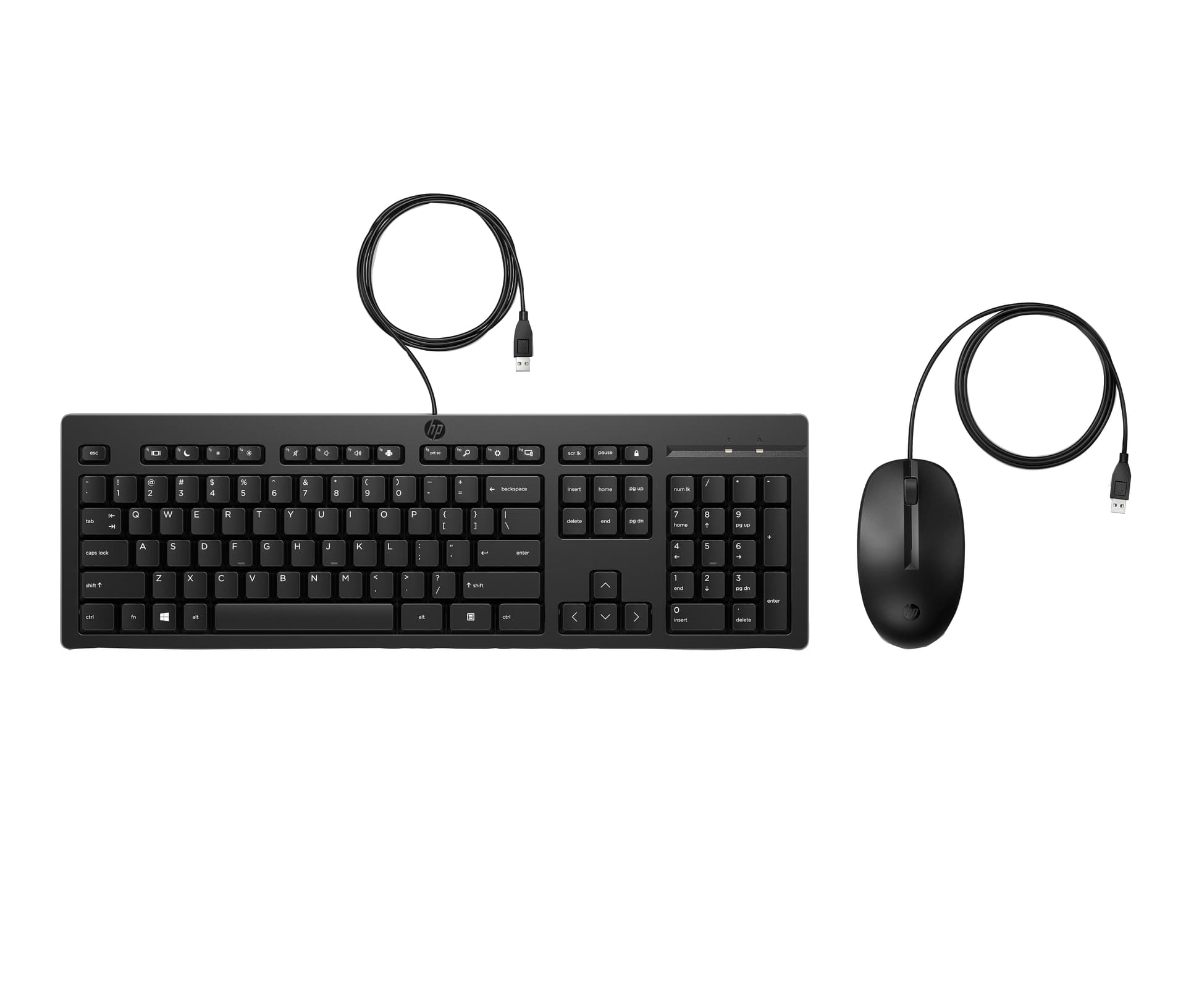 HP 225 - Conjunto de teclado e rato - ambidestro, layout de 3 zonas, curso padrão das teclas - 100% - full size - USB - Português - preto