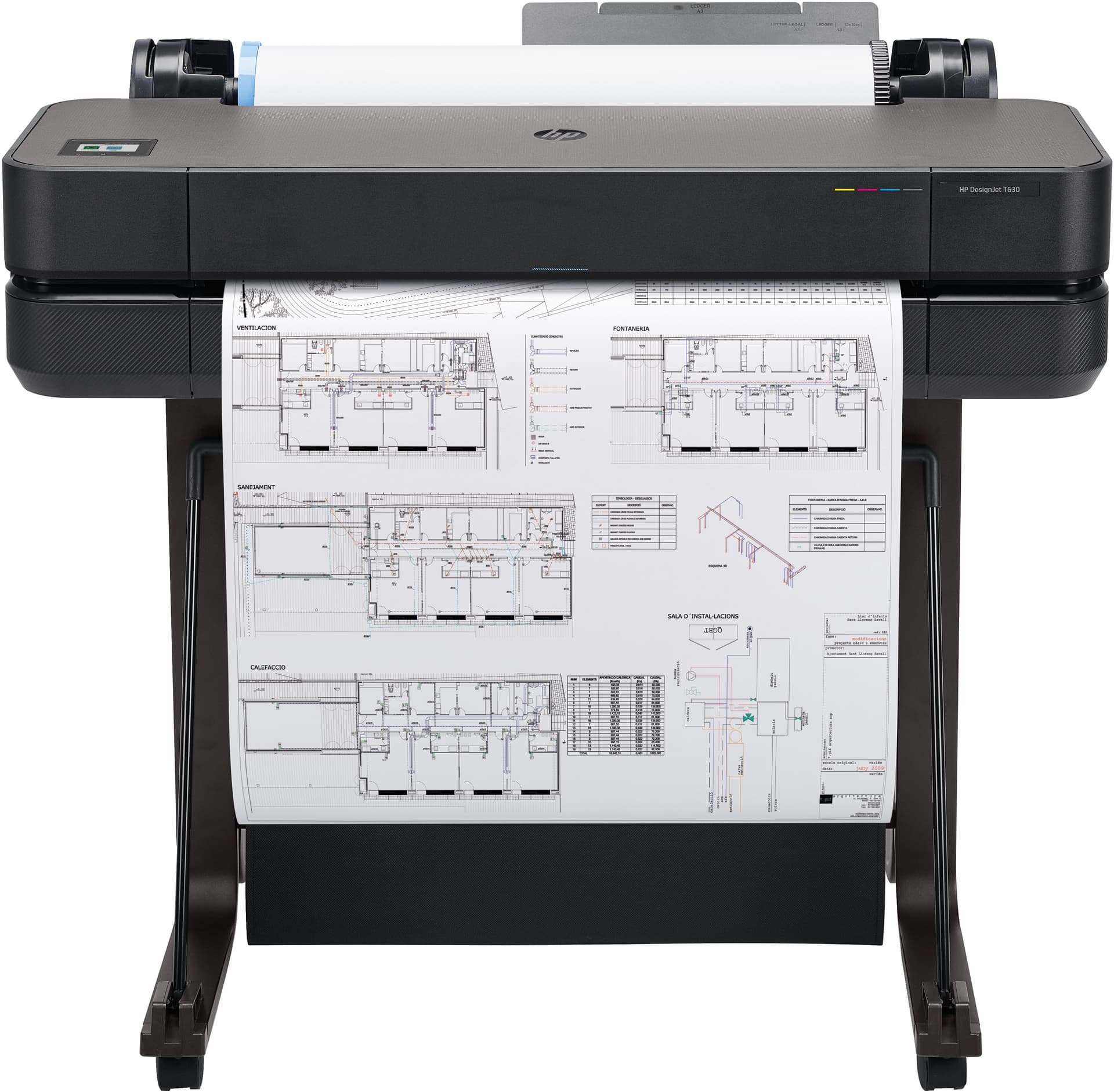 HP DesignJet T630 - 2025 Edition - 24" impressora de grande formato - a cores - jacto de tinta - Rolo A1 (61,0 cm x 45,7 m), A1, ANSI D - 2400 x 1200 ppp - até 0.5 min/ página - USB 2.0, Gigabit LAN, Wi-Fi(n) - cortador