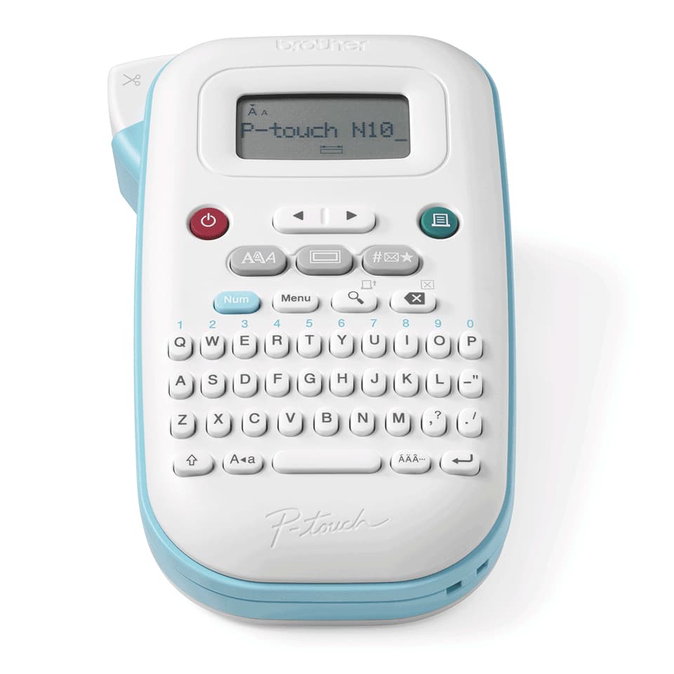 Brother P-Touch PT-N10 - Etiquetadora - P/B - térmico direto - 12 mm de largura - 180 dpi - até 9 mm/ s - cortador - previsualização de impressão, impressão de 2 linhas, impressão vertical - branco, azul