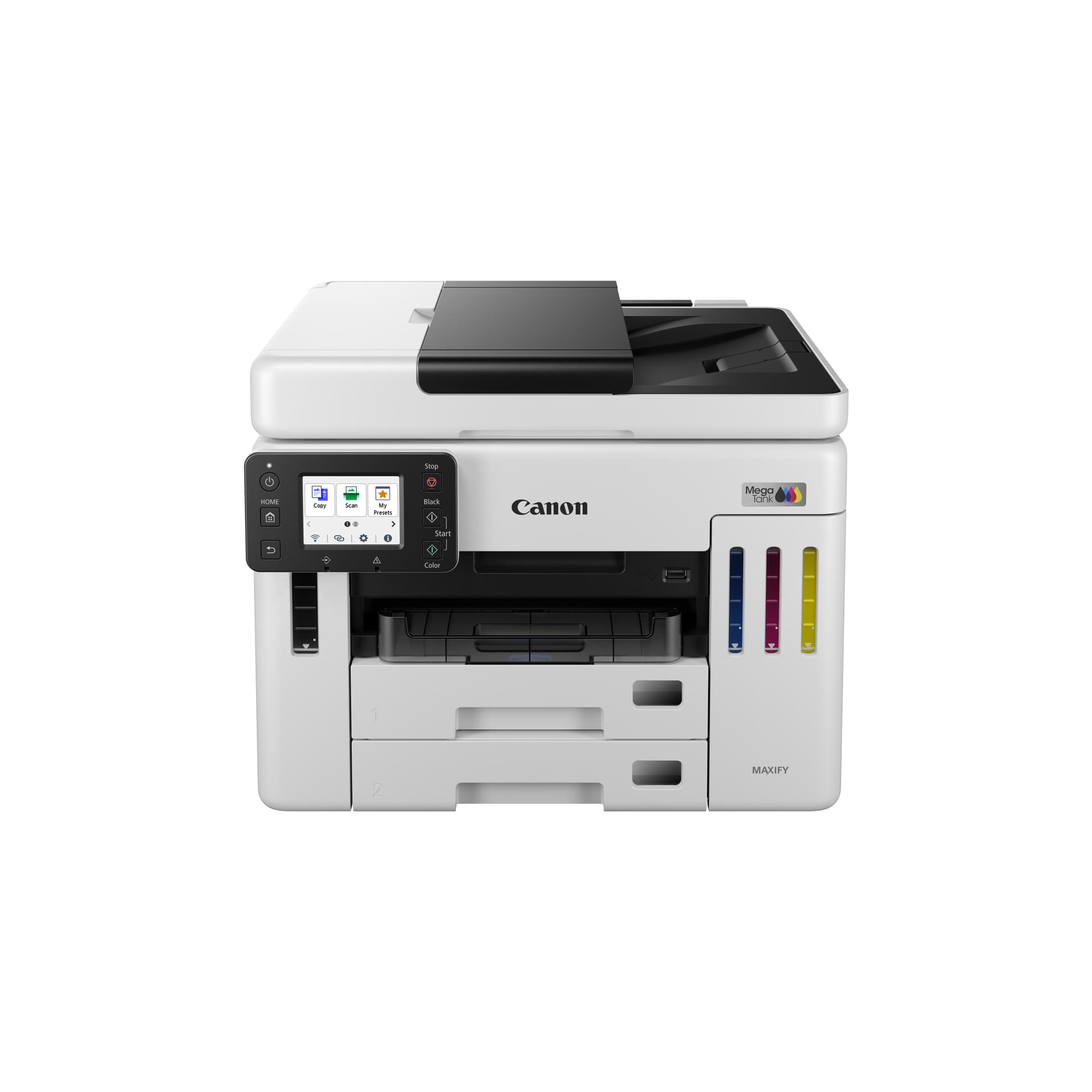 Canon MAXIFY GX7150 MegaTank - Impressora multi-funções - a cores - jacto de tinta - CISS - Legal (216 x 356 mm), A4 (210 x 297 mm) (original) - A4/Legal (media) - até 24 ipm (impressão) - 600 folhas - 33.6 Kbps - USB 2.0, Wi-Fi(n), LAN