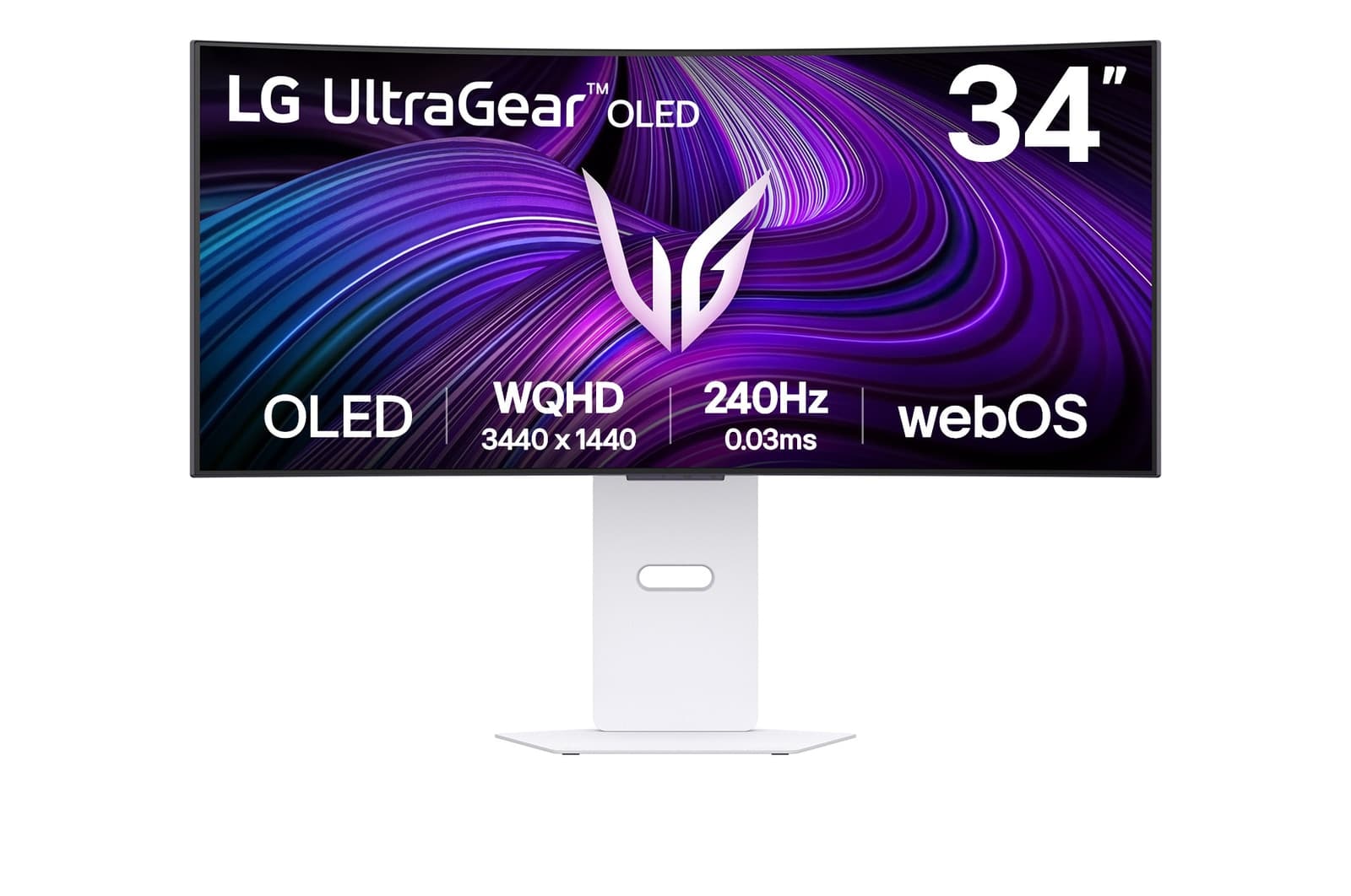LG UltraGear 34GX90SA-W - Monitor OLED - gaming - curvo - 34" - 3440 x 1440 UWQHD @ 240 Hz - 1300 cd/m² - 1500000:1 - DisplayHDR 400 True Black - 0.03 ms - 2xHDMI, DisplayPort, USB-C - altifalantes - branco