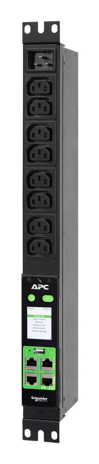 APC EasyPDU EPDU2016M - Unidade de distribuição de potência (montável em bastidor) - medido - AC 230 V - 3680 VA - 1 fase - Ethernet 10/100/1000, serial, USB - conectores de saída: 8 (power IEC 60320 C13) - 1U - 19" - 2.5 m cabo - preto