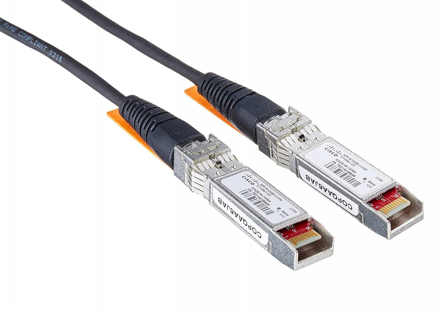 Cisco SFP+ Copper Twinax Cable - Cabo de ligação directa - SFP+ para SFP+ - 3 m - axial duplo - SFF-8436/IEEE 802.3ae - para 250 Series, Catalyst 2960, 2960G, 2960S, ESS9300, Nexus 93180, 9336, 9372, UCS 6140, C4200