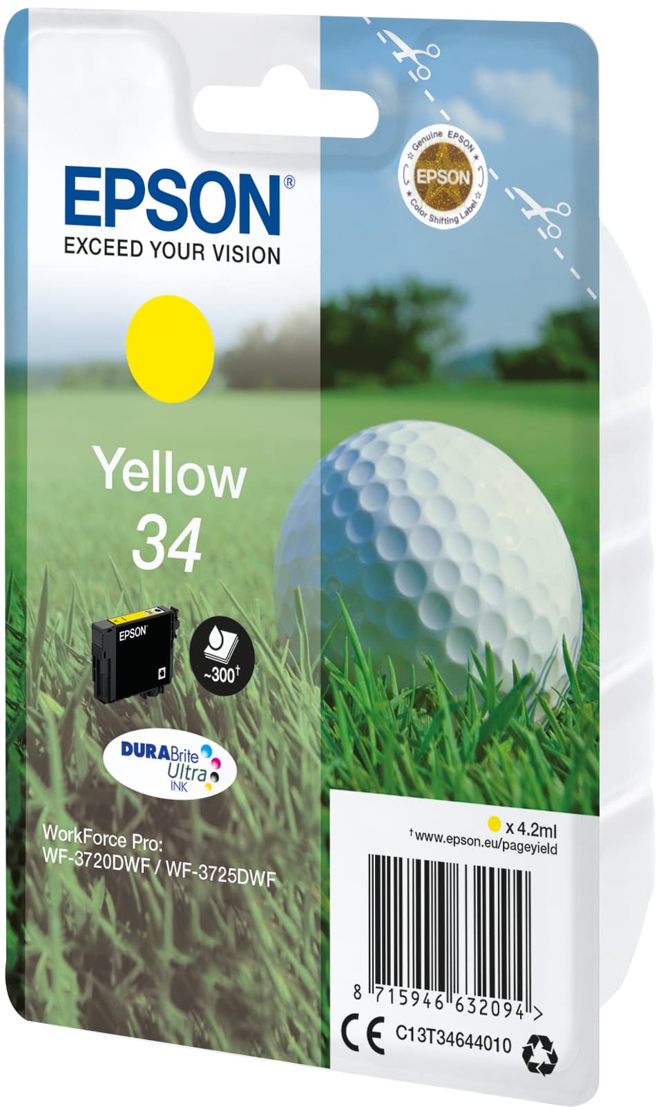 Epson 34 - 4.2 ml - amarelo - original - blister com RF/alarme acústico - tinteiro - para WorkForce Pro WF-3720DWF, WF-3725DWF