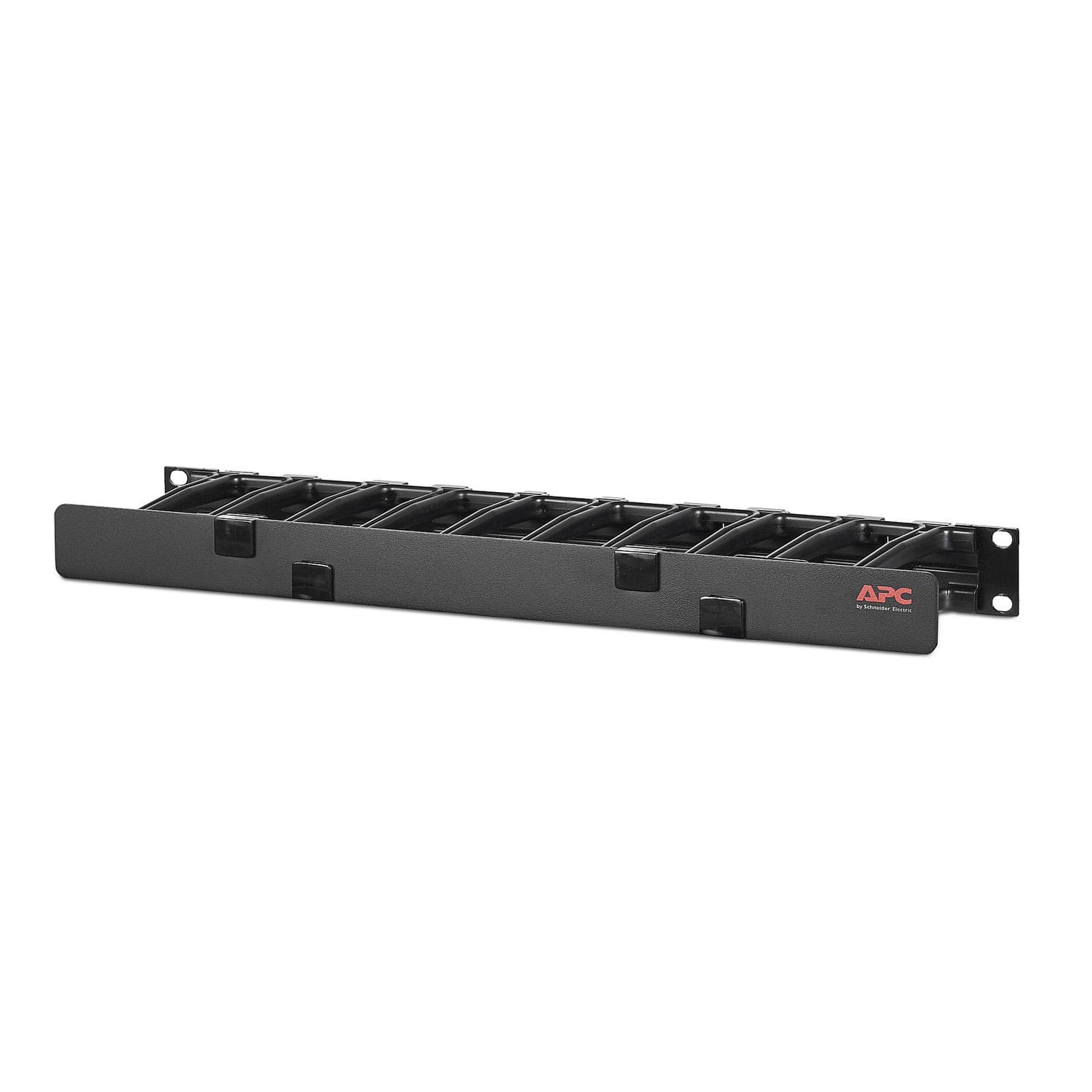 APC Horizontal Cable Manager Single-Sided with Cover - Kit de gestão do cabo do bastidor - preto - 1U - 19" - Compatível com TAA - para P/N: AR4012A, AR4017A, AR4032A, AR4038LA, SRT5KRMXLT-A, SRT6KRMXLT-A, SRT8KRMXLT-A
