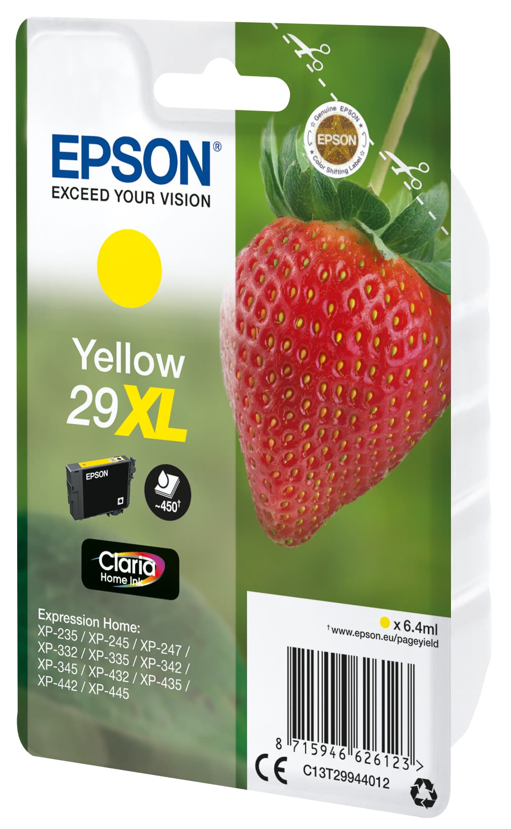 Epson 29XL - 6.4 ml - XL - amarelo - original - blister - tinteiro - para Expression Home XP-245, 247, 255, 257, 332, 342, 345, 352, 355, 435, 442, 445, 452, 455