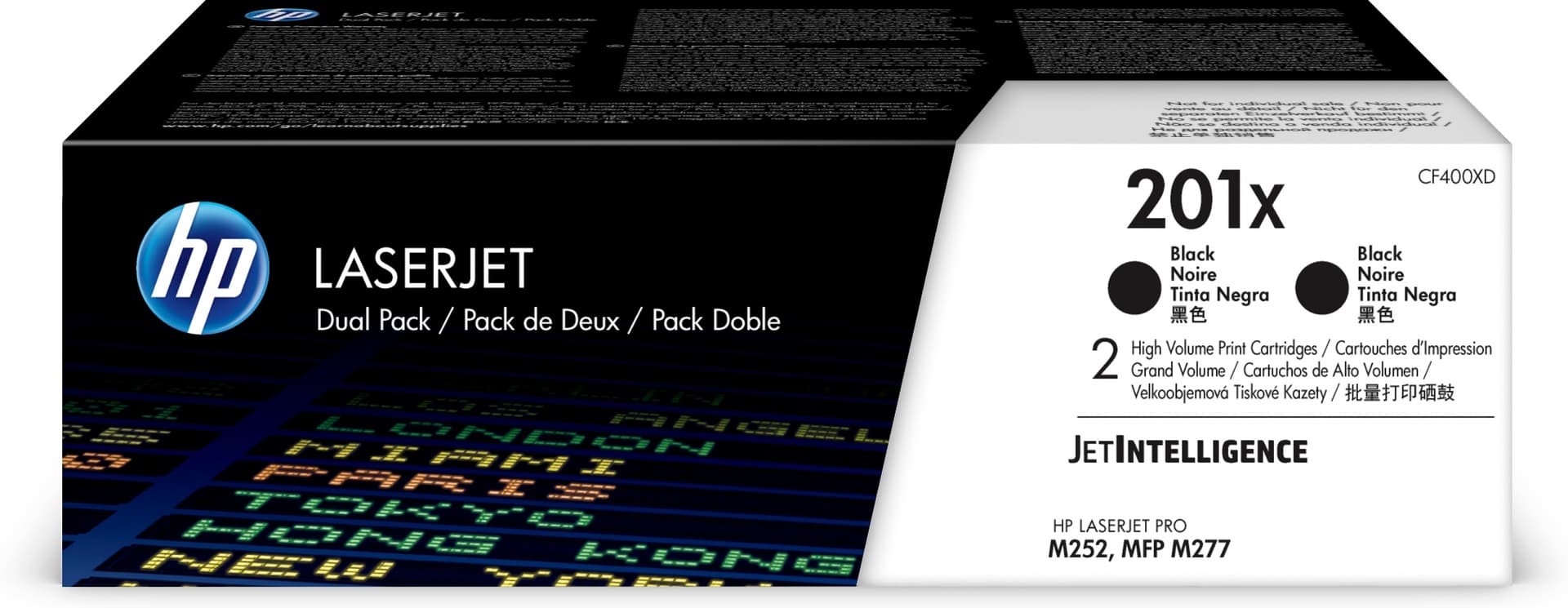 HP 201X - Pack de 2 - Alto Rendimento - preto - original - LaserJet - cartucho de toner (CF400XD) - para Color LaserJet Pro M252dn, M252dw, M252n, MFP M277c6, MFP M277dw, MFP M277n