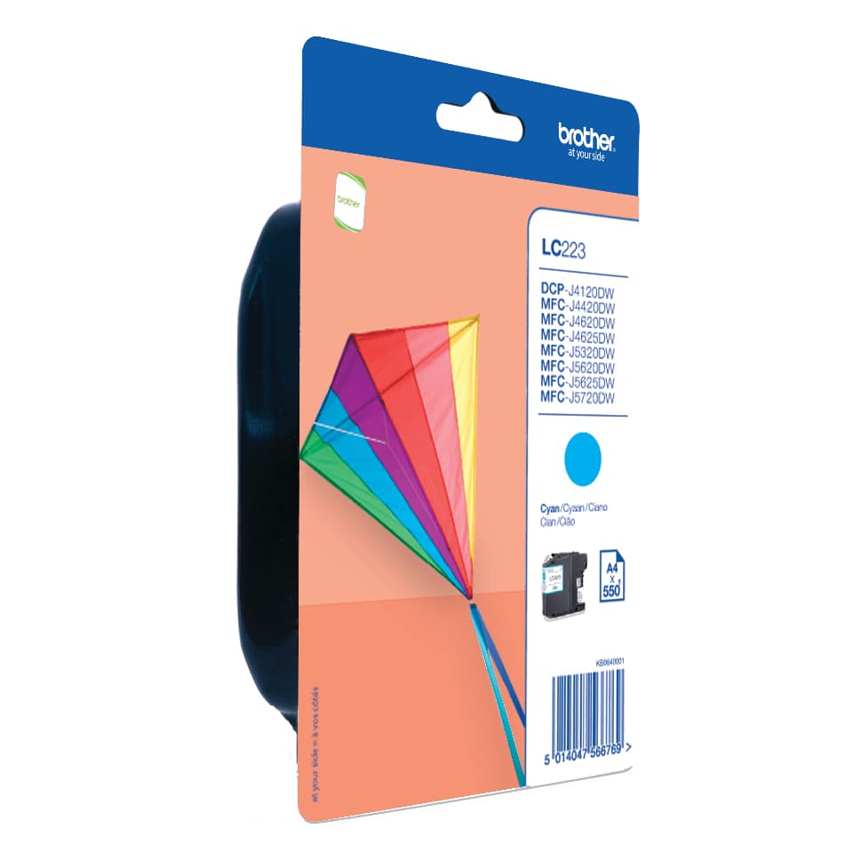 Brother LC223CBP - Azul cyan - original - blister - tinteiro - para Brother DCP-J4120DW, DCP-J562DW, MFC-J4420DW, MFC-J4625DW, MFC-J5320DW, MFC-J5625DW