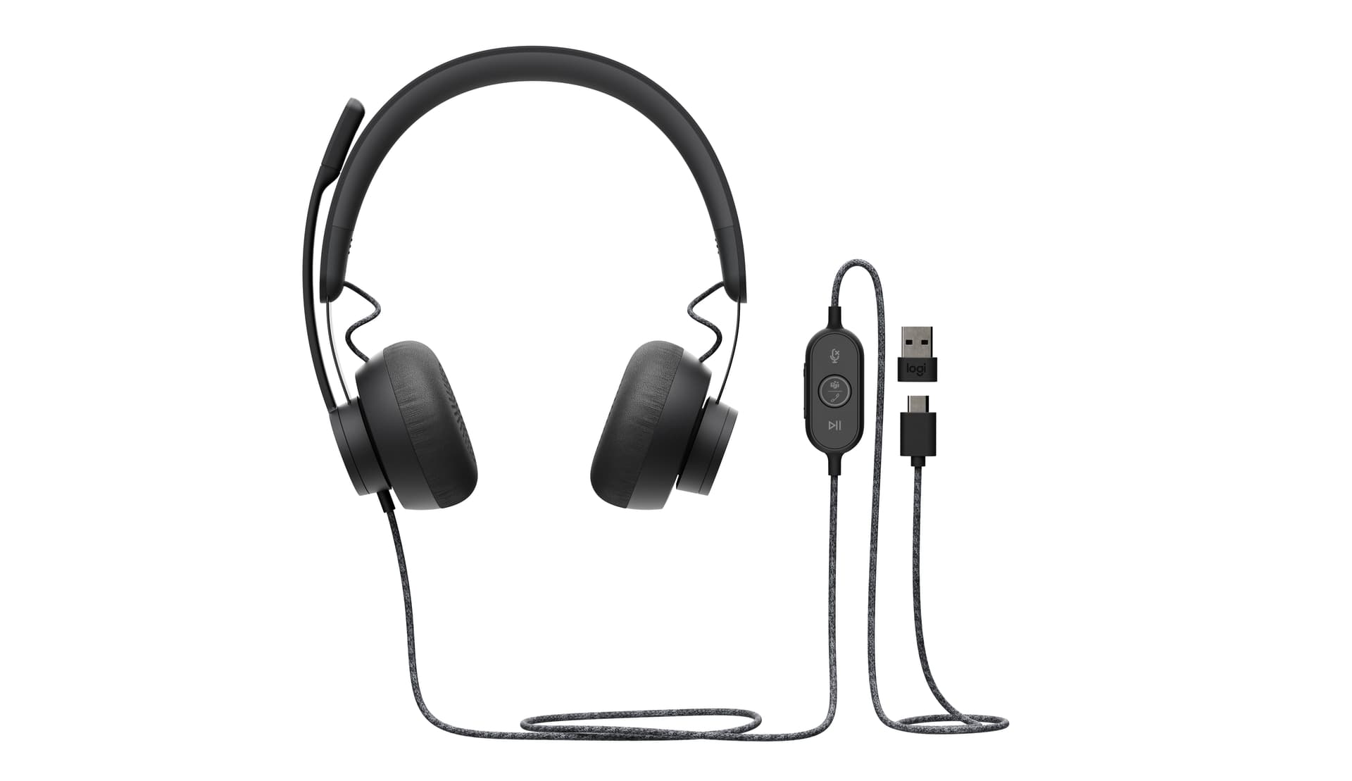 Logitech Zone Wired MSFT Teams - Auscultadores - no ouvido - com cabo - USB-C - grafite - Certificado para Microsoft Teams
