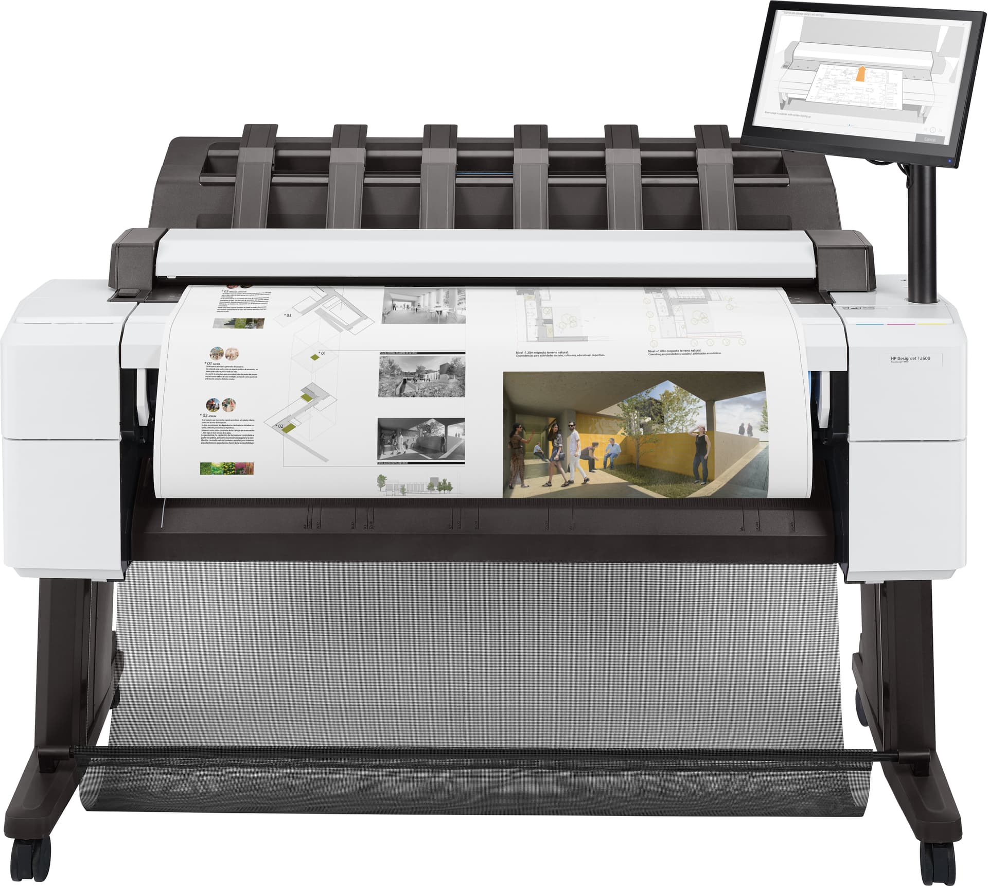 HP DesignJet T2600 PostScript - 36" impressora multi-funções - a cores - jacto de tinta - 914 x 8000 mm, 610 x 15000 mm (original) - Rolo (91,4 cm x 91,4 m), 914 x 1219 mm (media) - até 0.32 min/ página (impressão) - 1 rolo - Gigabit LAN