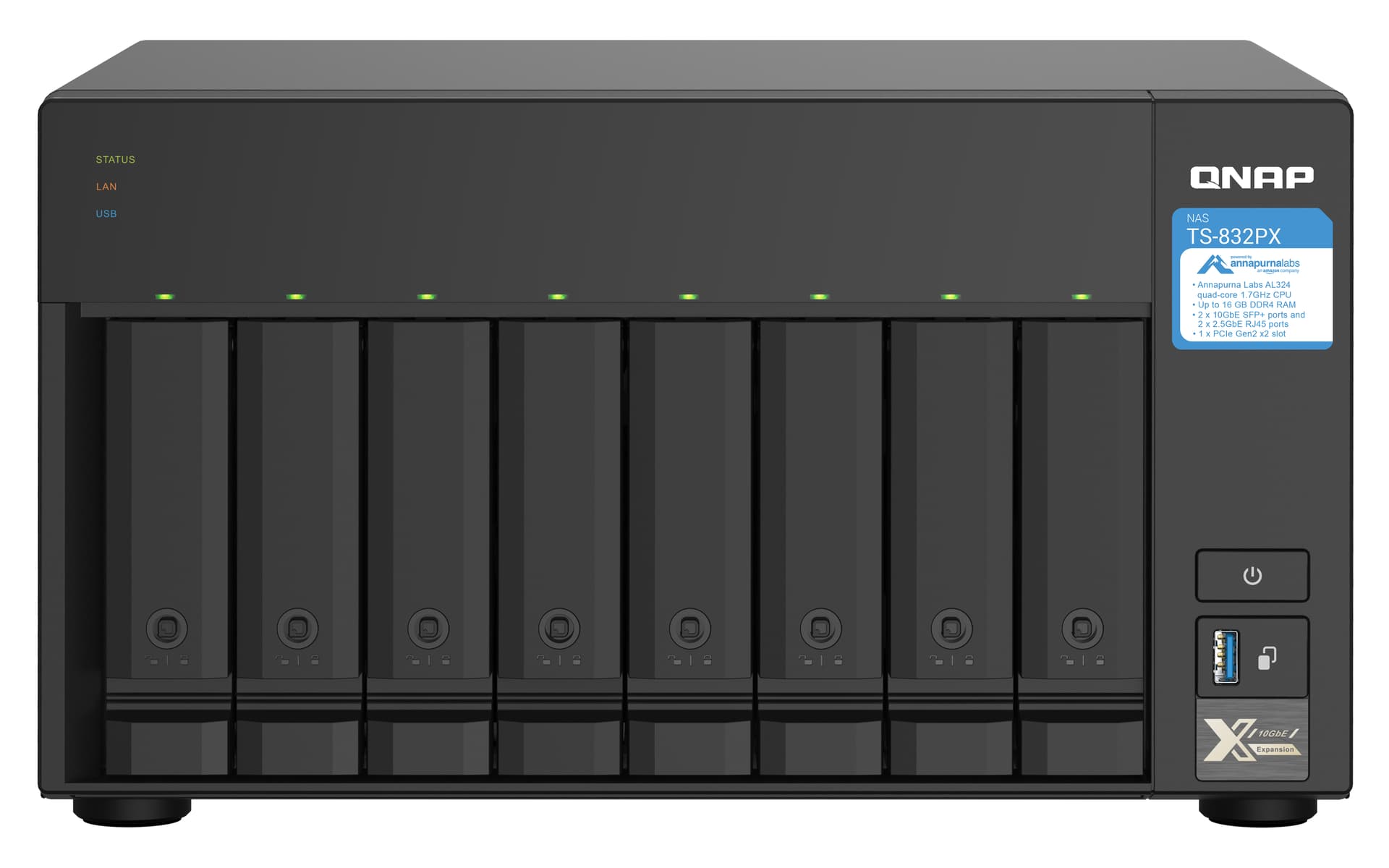 QNAP TS-832PX, Annapurna Labs, 4 GB, 0 TB, QNAP Turbo System