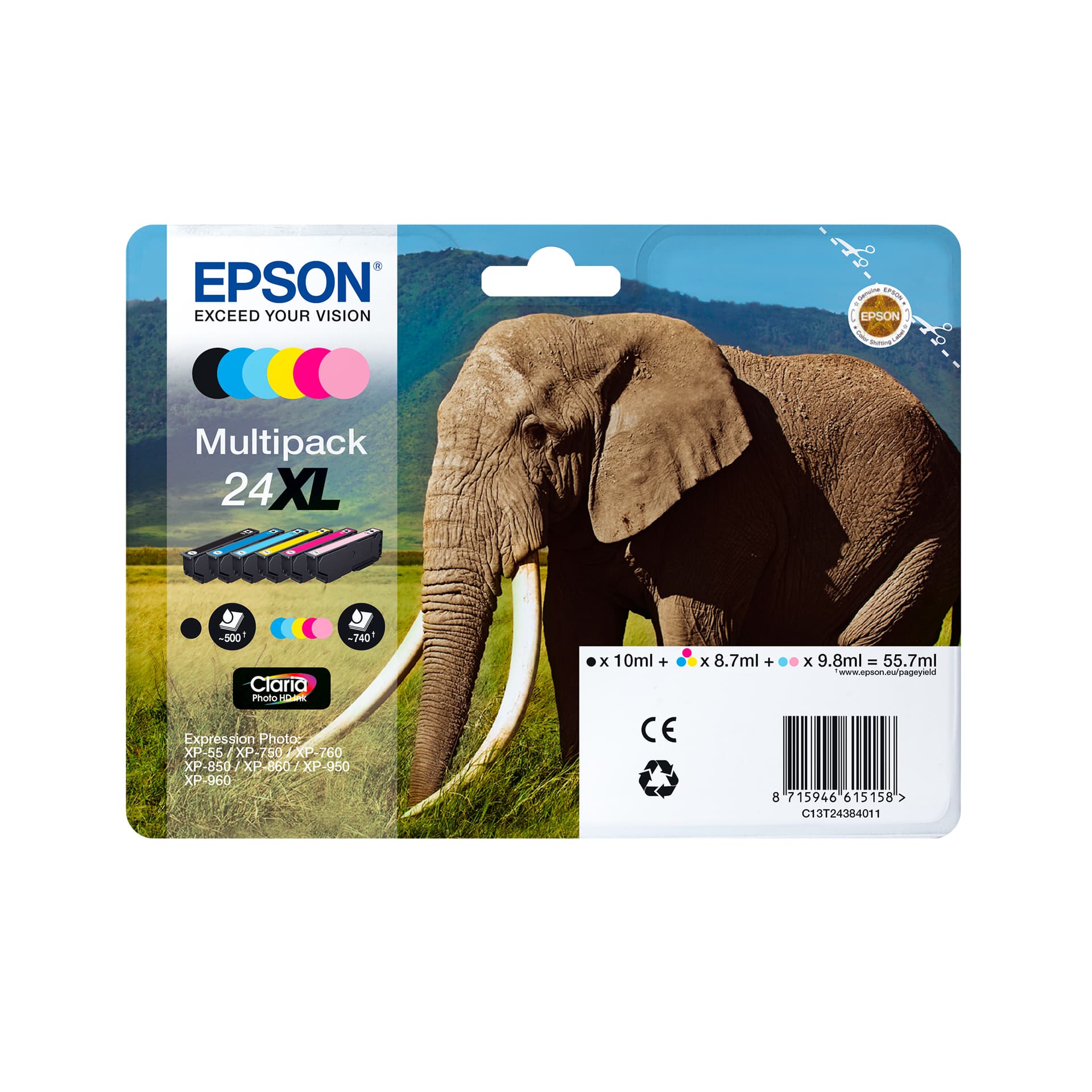 Tinteiro EPSON 24 Multipack 6 Cores XL - XP-750/760/860/850/950/960/970