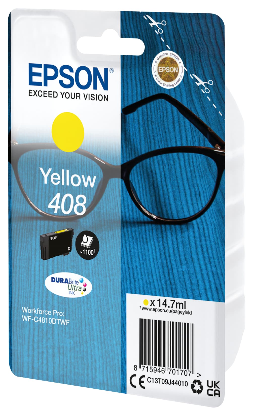 Epson 408 - 14.7 ml - alta capacidade - amarelo - original - blister - tinteiro - para WorkForce Pro WF-C4810DTWF