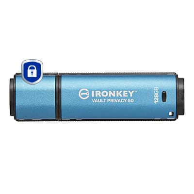 Kingston IronKey Vault Privacy 50 Series - Drive flash USB - encriptado - 128 GB - USB 3.2 Gen 1 - Compatível com TAA