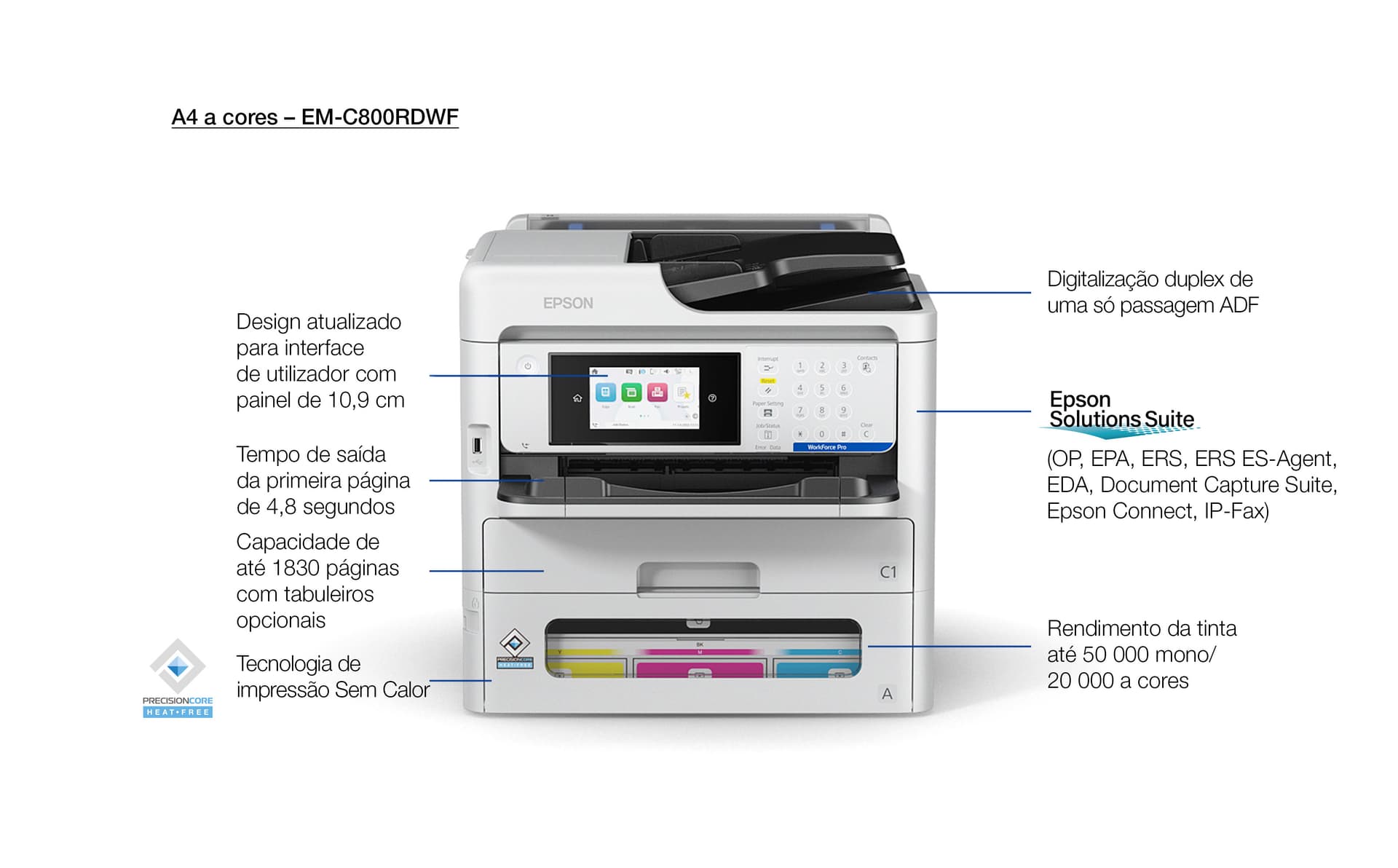 EPSON IMP MULTIF JATO TINTA WORKFORCE PRO EM-C800RDWF