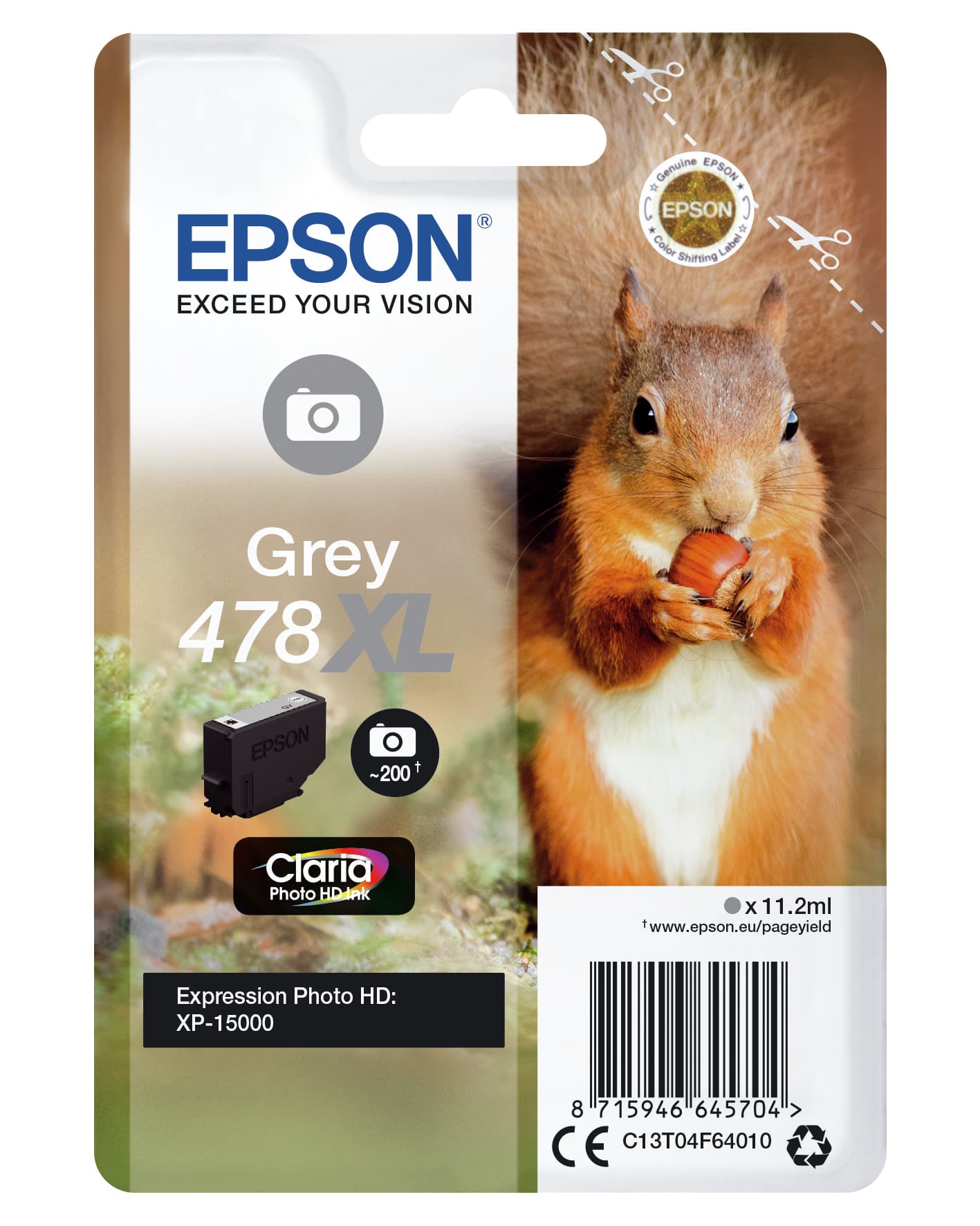 Tinteiro EPSON 478 Cinzento XL - Expression Photo HD XP-15000
