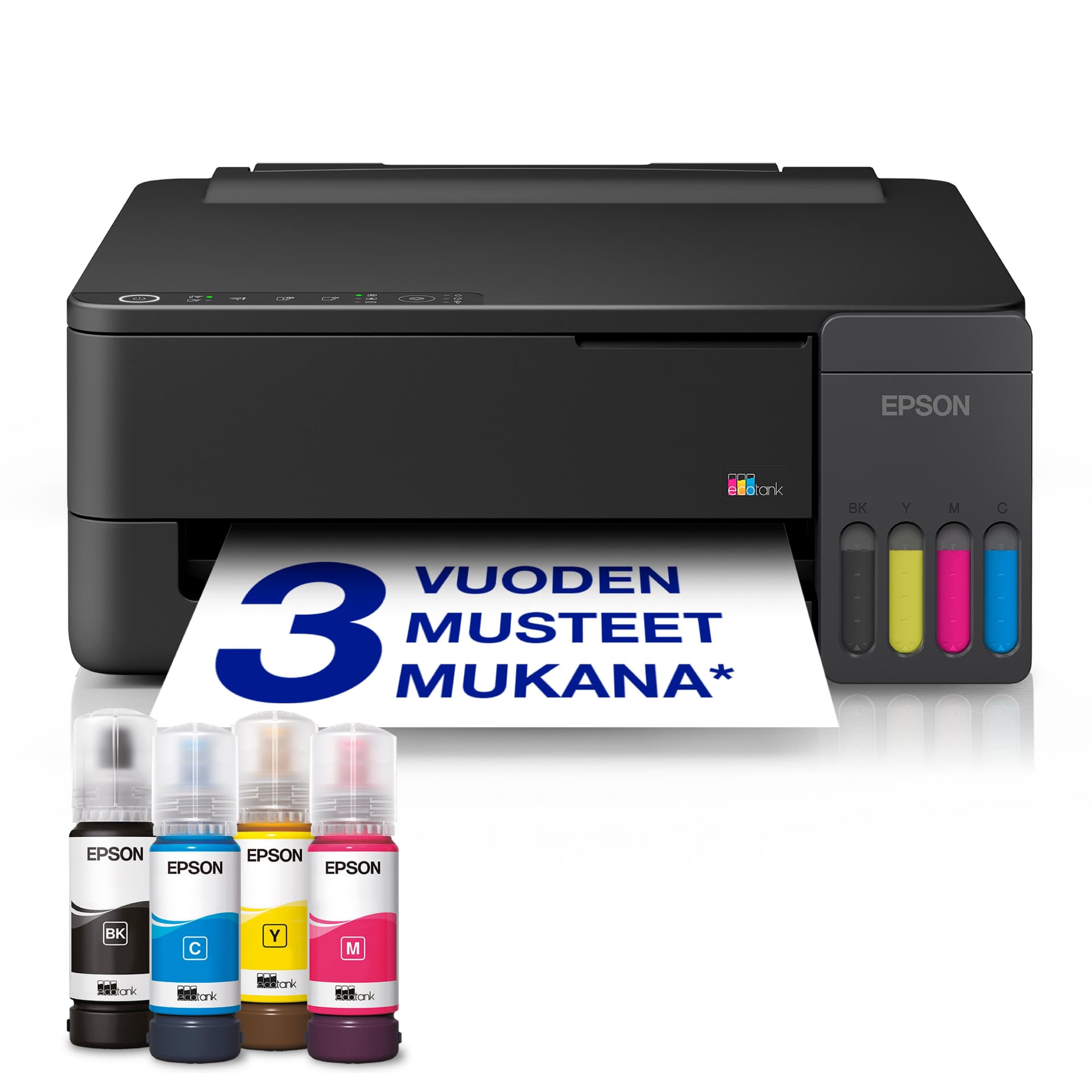Epson EcoTank ET-1910 - Impressora multi-funções - a cores - jacto de tinta - ITS - A4 (210 x 297 mm), Legal (216 x 356 mm) (original) - A4/Legal (media) - até 11 ppm (impressão) - 100 folhas - Wi-Fi(n), USB - preto