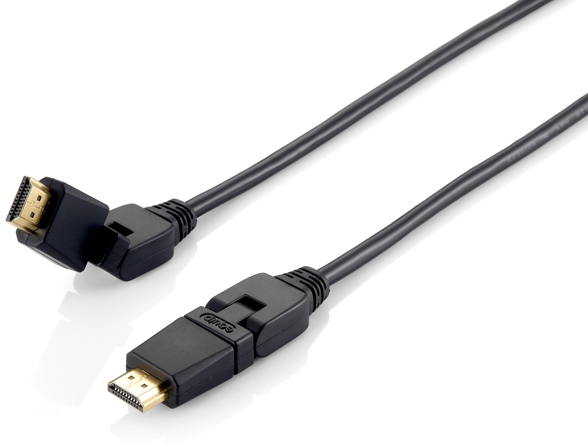 EQUIP CABO HDMI 2.0 FICHA ANGULO VARIAVEL 3D 4K M/M 1MT PRETO