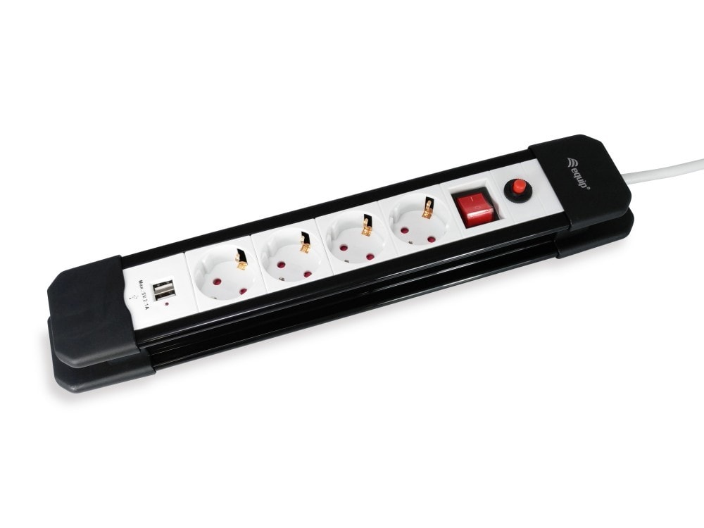 EQUIP LIFE EXTENSAO ELETRICA 4xSCHUKO C/INTERRUPTOR 2xUSB 1.5MT, imagem 1
