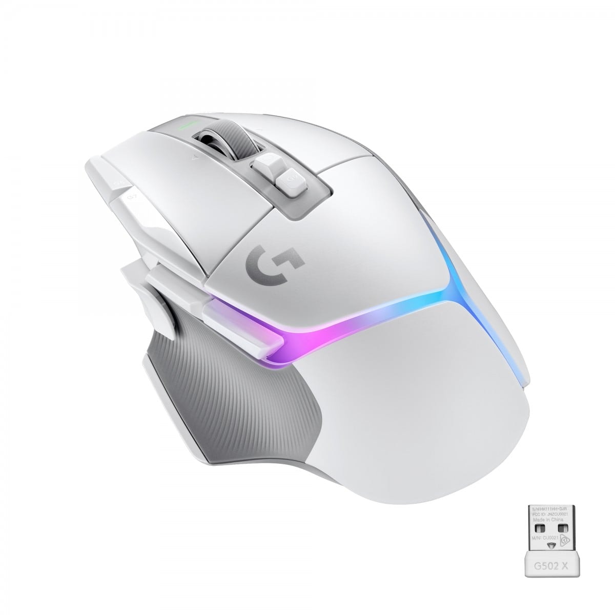 Logitech G G502 X PLUS - Rato - óptico - 11 botões - sem fios - 2.4 GHz - recetor USB Logitech LIGHTSPEED - branco, imagem 1