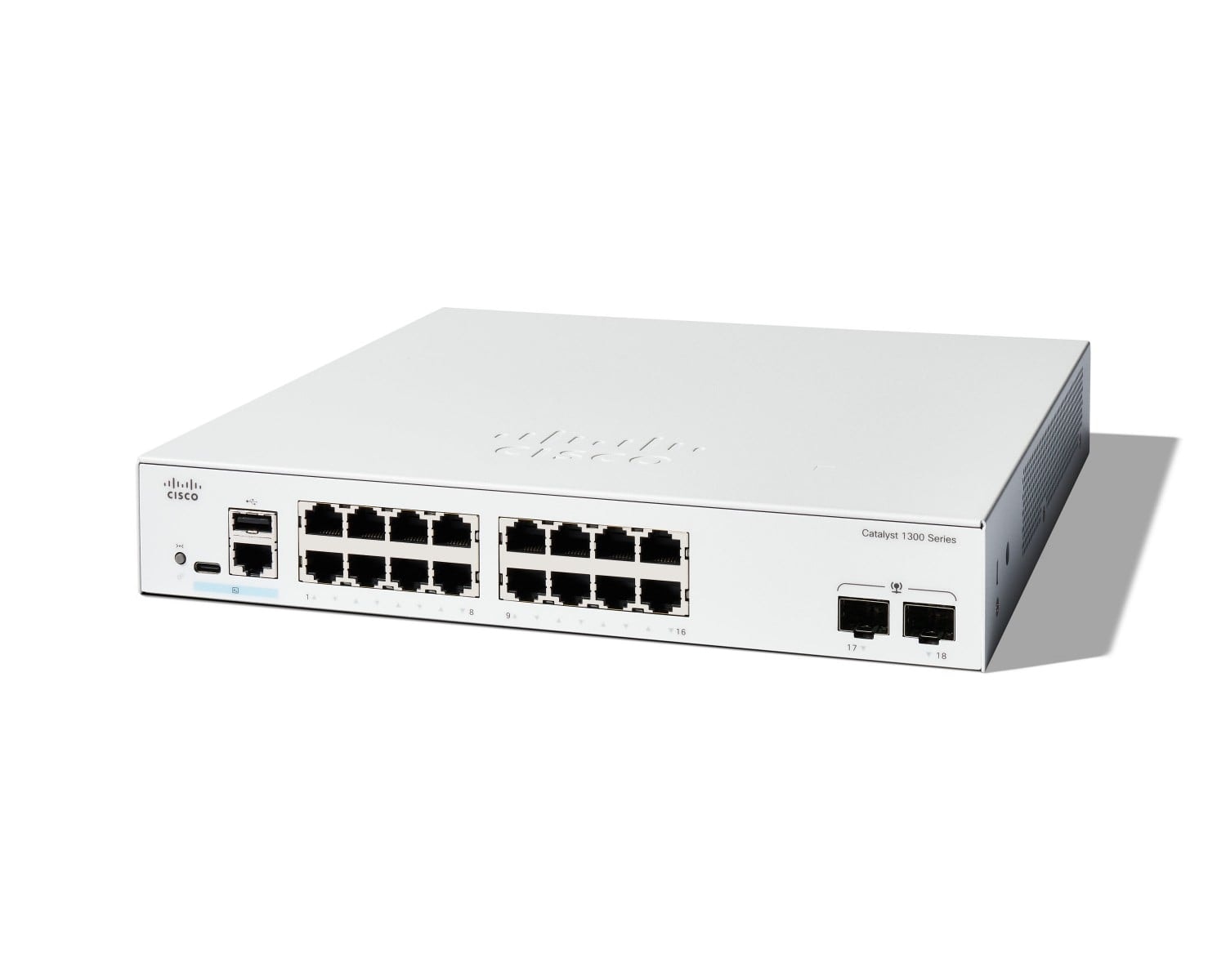 Cisco Catalyst 1300-16T-2G - Interruptor - L3 - Administrado - 16 x 10/100/1000Base-T + 2 x Gigabit Ethernet SFP - montável em trilho, imagem 1