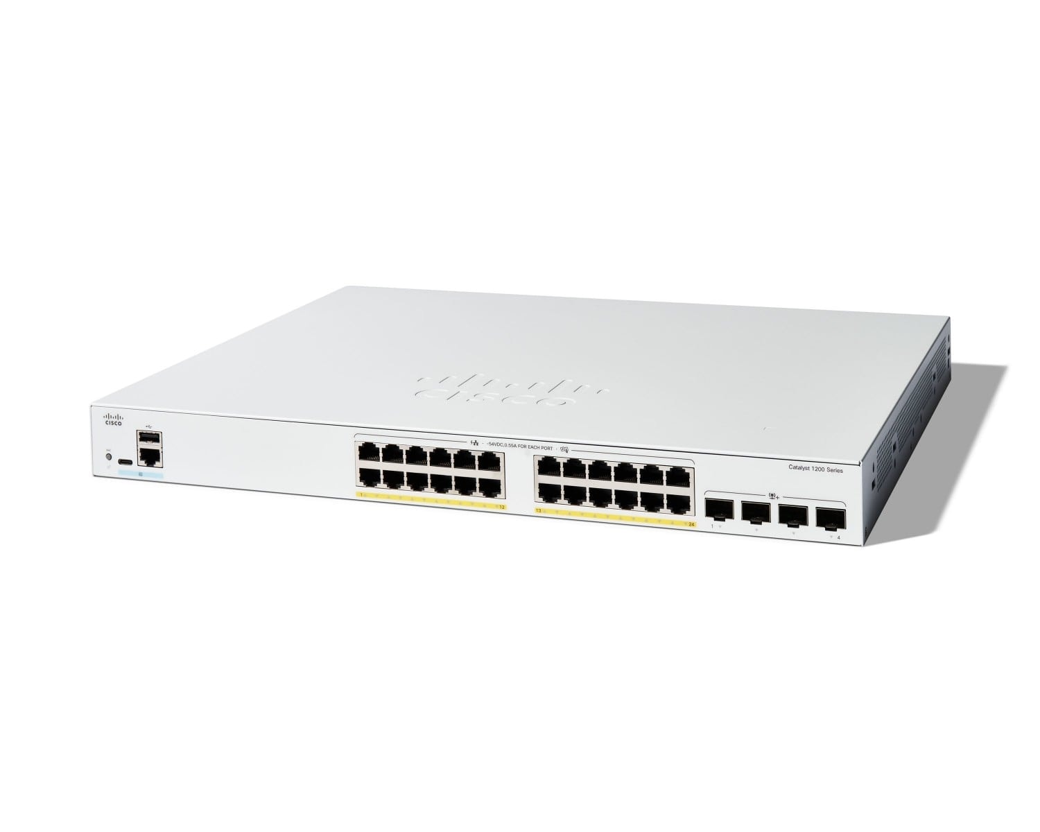Cisco Catalyst 1200-24FP-4X - Interruptor - L3 - inteligente - 24 x 10/100/1000 (PoE+) + 4 x 10 Gigabit SFP+ - montável em trilho - PoE+ (375 W), imagem 1