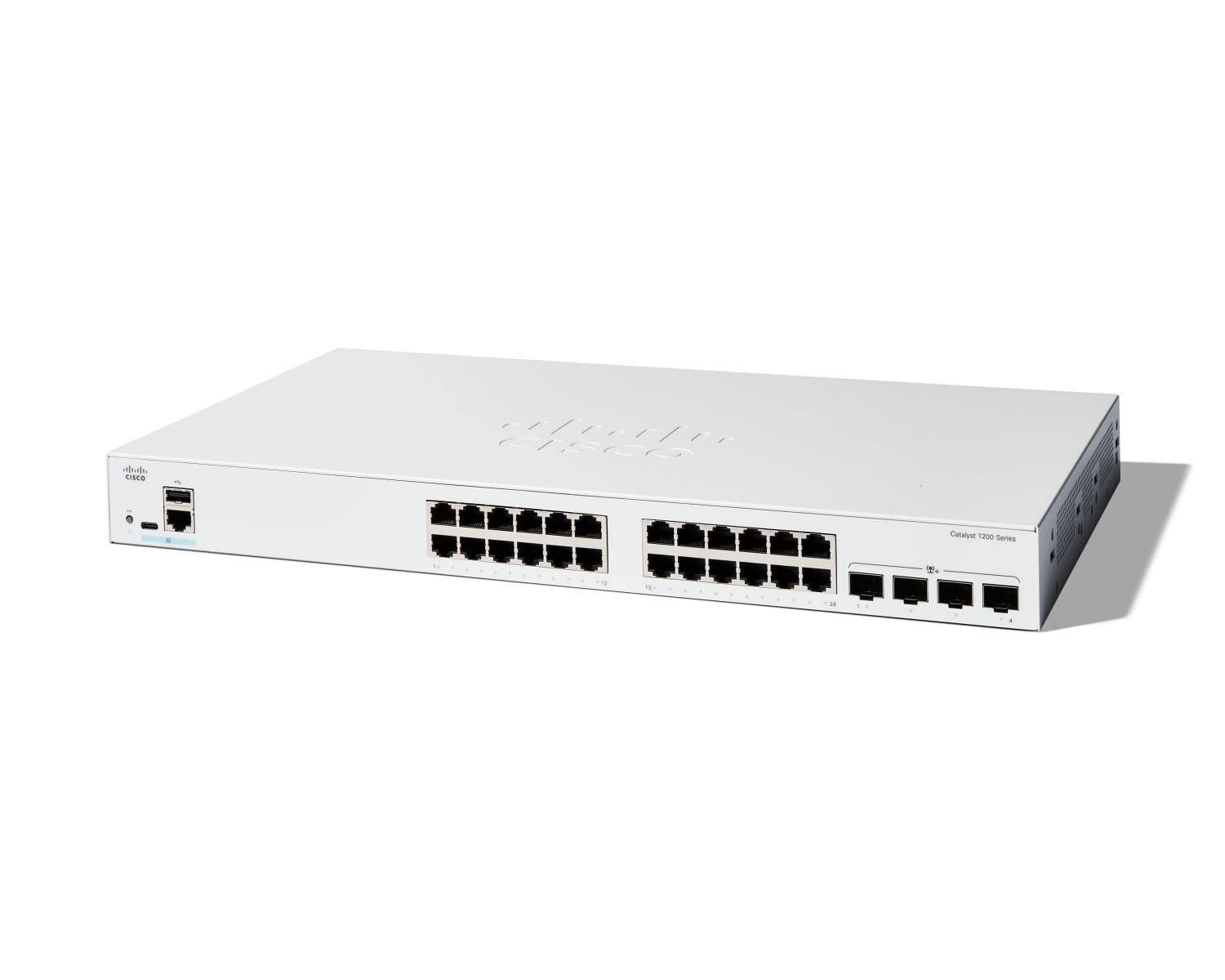 Cisco Catalyst 1200-24T-4X - Interruptor - L3 - inteligente - 24 x 10/100/1000 + 4 x 10Gb Ethernet SFP+ - montável em trilho, imagem 1