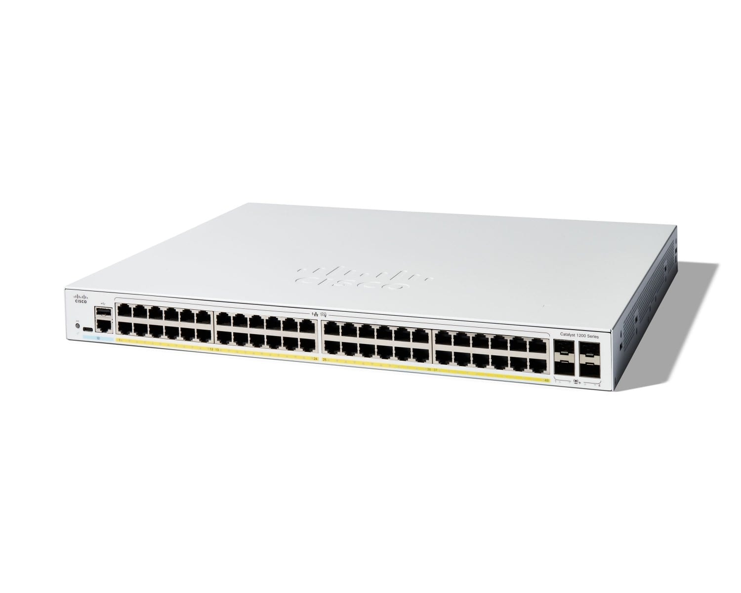 Cisco Catalyst 1200-48P-4X - Interruptor - L3 - inteligente - 48 x 10/100/1000 (PoE+) + 4 x 10 Gigabit SFP+ - montável em trilho - PoE+ (375 W), imagem 1