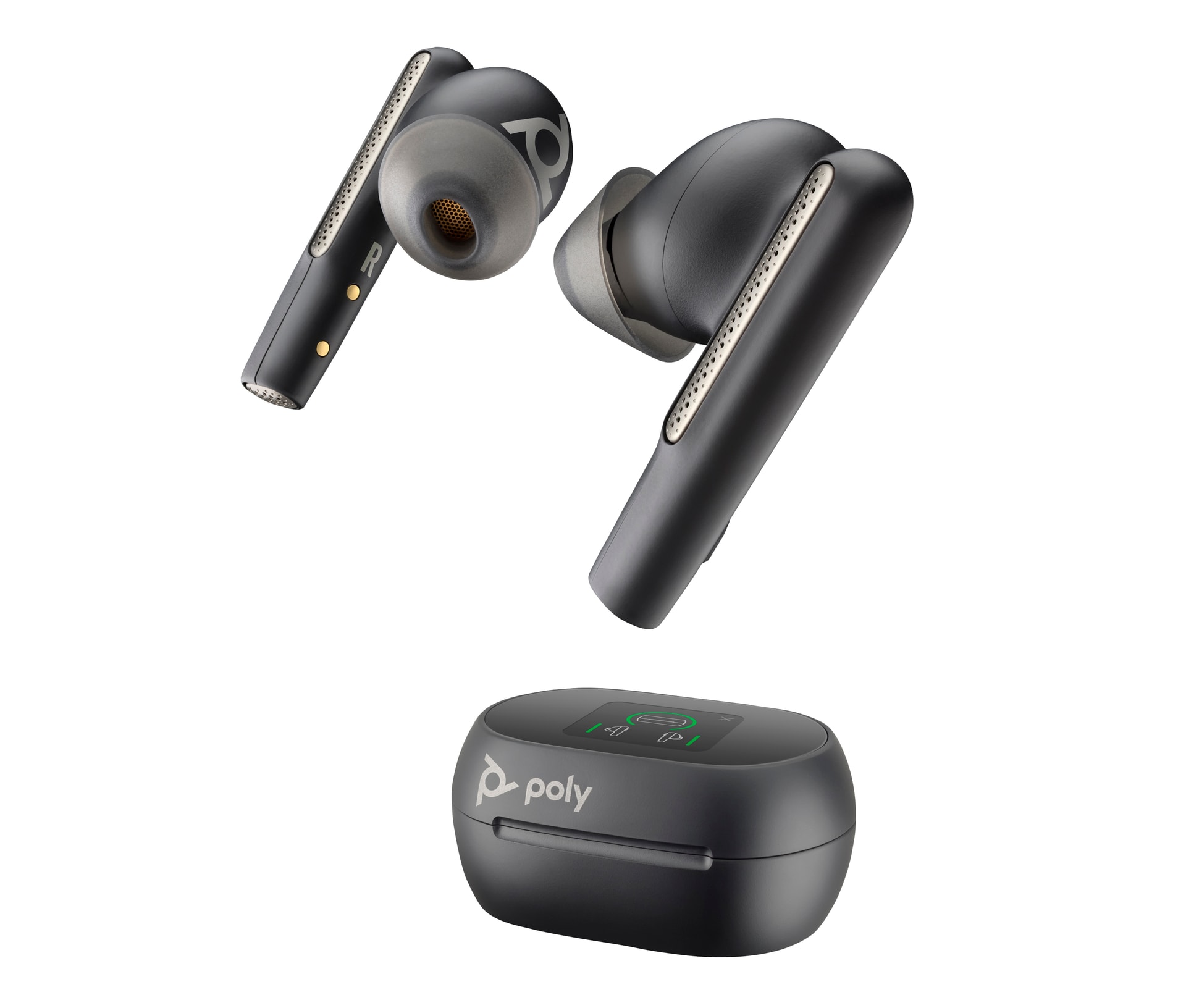 HP Poly Auriculares Poly Voyager Free 60+ UC M (Preto Carbono) + Adaptador USB-C BT700 + Caixa de carregamento com ecrã tátil, imagem 1