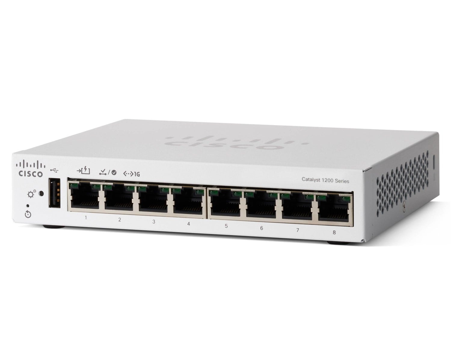 Cisco Catalyst 1200-8T-D - Interruptor - Ethernet Gigabit - L3 - inteligente - 8 x 10/100/1000 - desktop - PoE (67 W), imagem 1