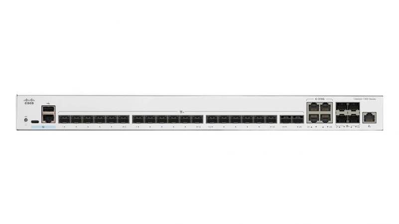 Cisco Catalyst 1300-24XS - Interruptor - L3 - inteligente - 24 x 10GBase-X + 4 x combo 10 Gigabit SFP+/RJ-45 - montável em trilho, imagem 1
