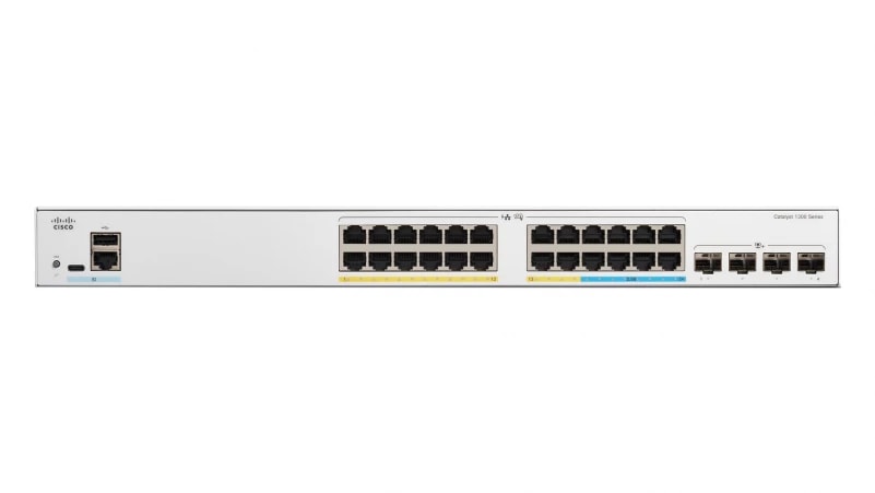 Cisco Catalyst 1300-24MGP-4X - Interruptor - L3 - Administrado - 16 x 10/100/1000 (PoE+) + 8 x 2.5G (PoE+) + 4 x 10 Gigabit SFP+ - montável em trilho - PoE+ (195 W), imagem 1