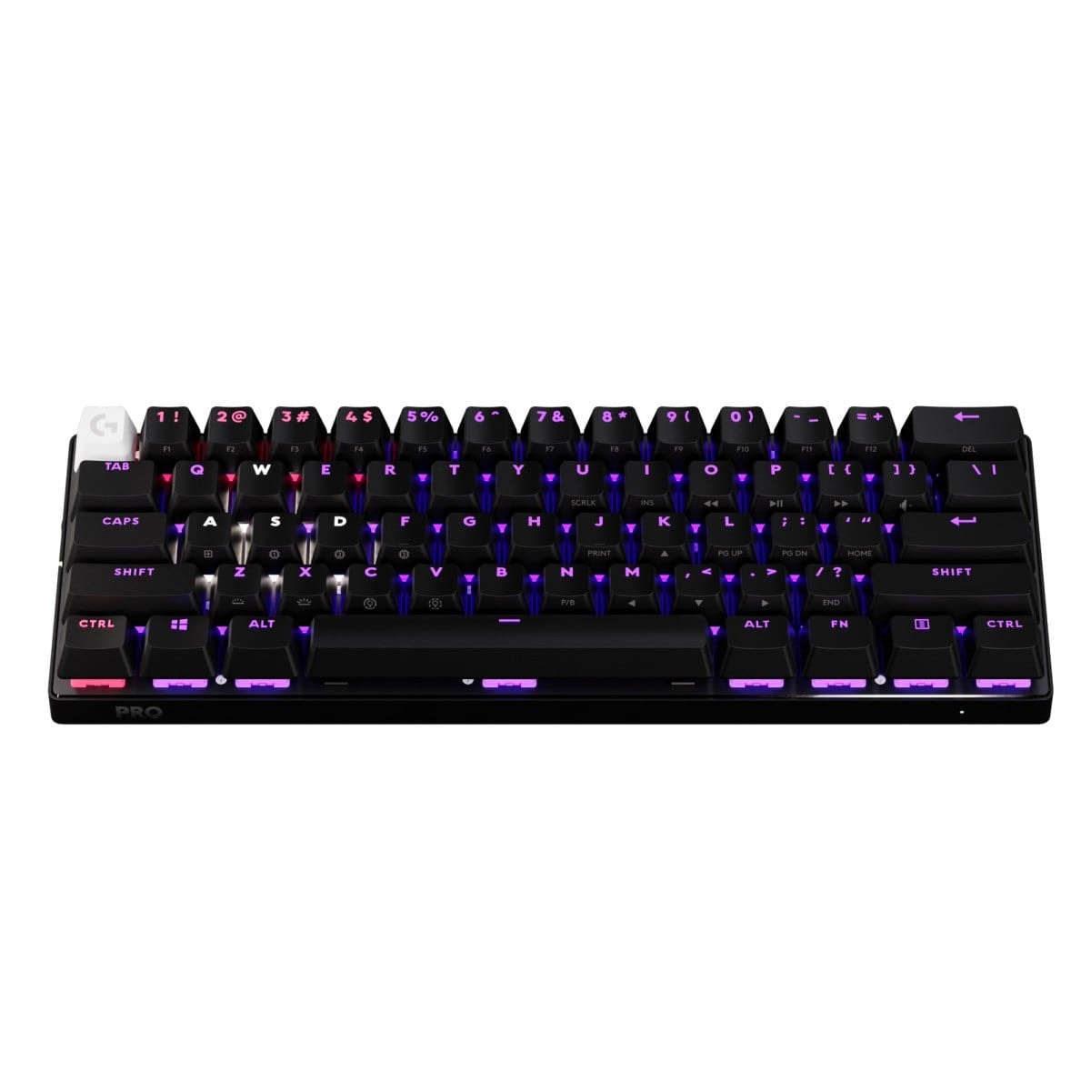 Logitech G PRO X 60 - Teclado - gaming - 60% - TKL - luz traseira - sem fios - 2.4 GHz, Bluetooth - QWERTY - Padrão internacional americano - interruptor: Tactile - preto