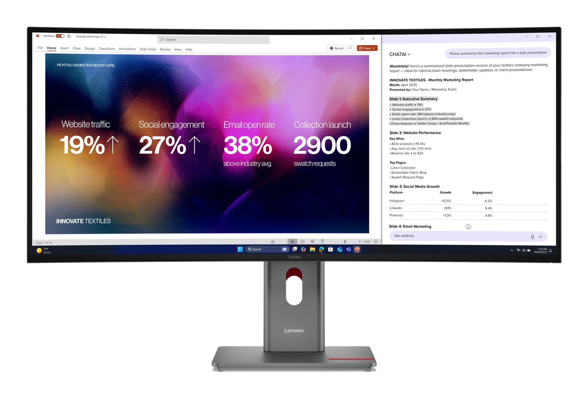 Lenovo ThinkVision P40WD-40 Monitor, imagem 1