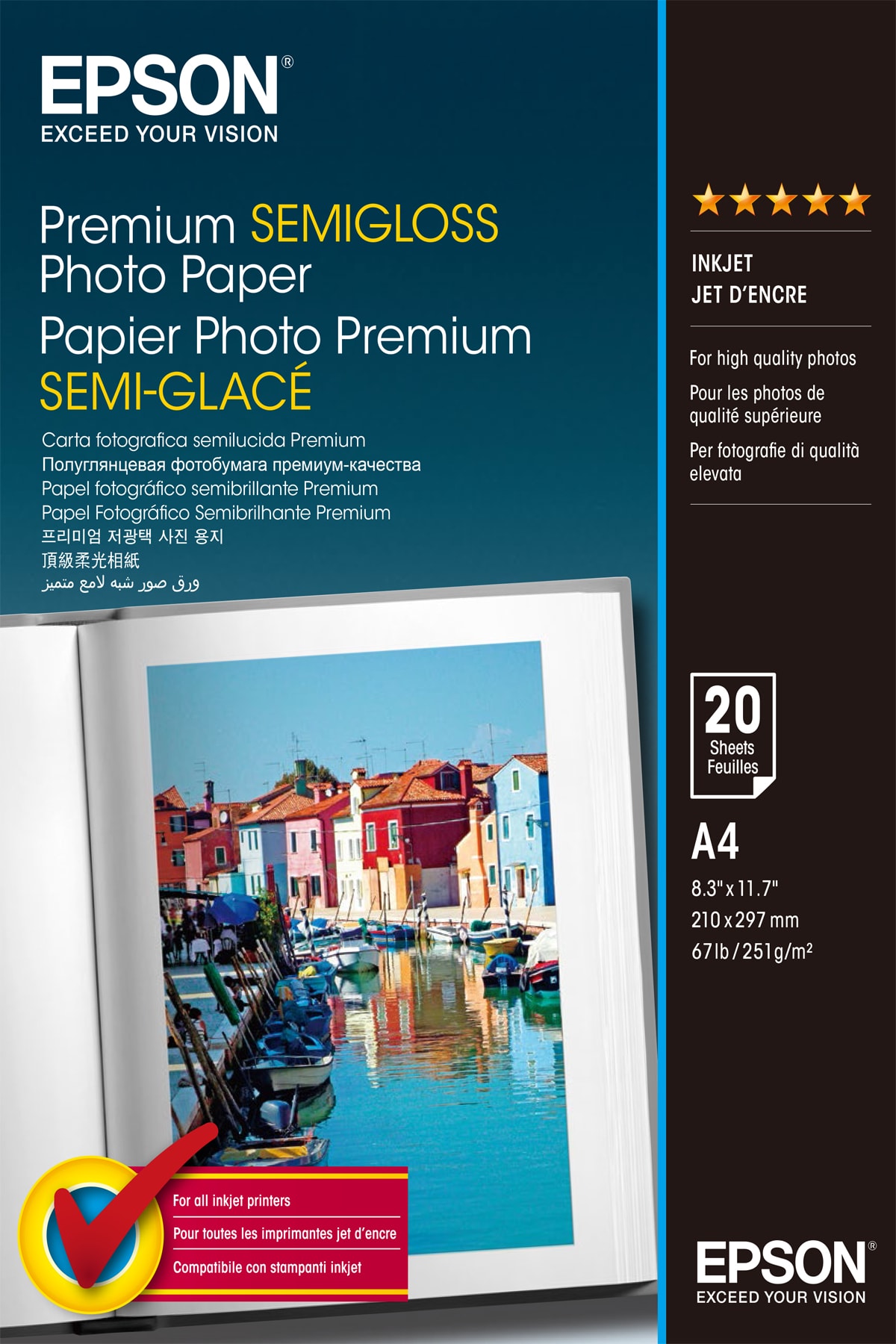 Epson Premium Semi-Gloss Photo Paper - A4 - 20 Folhas, imagem 1
