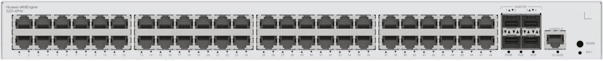 HUAWEI S220-48P4X 48 10/100/1000BASE-T PORT 380W POE+4 10GE SFP+PORT, imagem 1