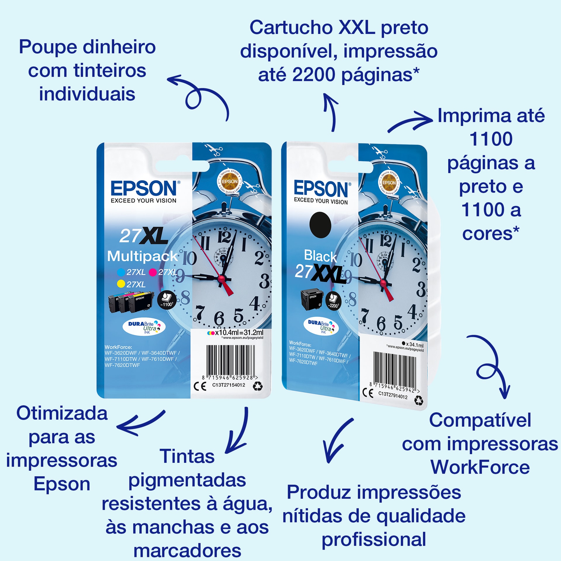 Epson Alarm clock Singlepack Black 27 DURABrite Ultra Ink, imagem 1
