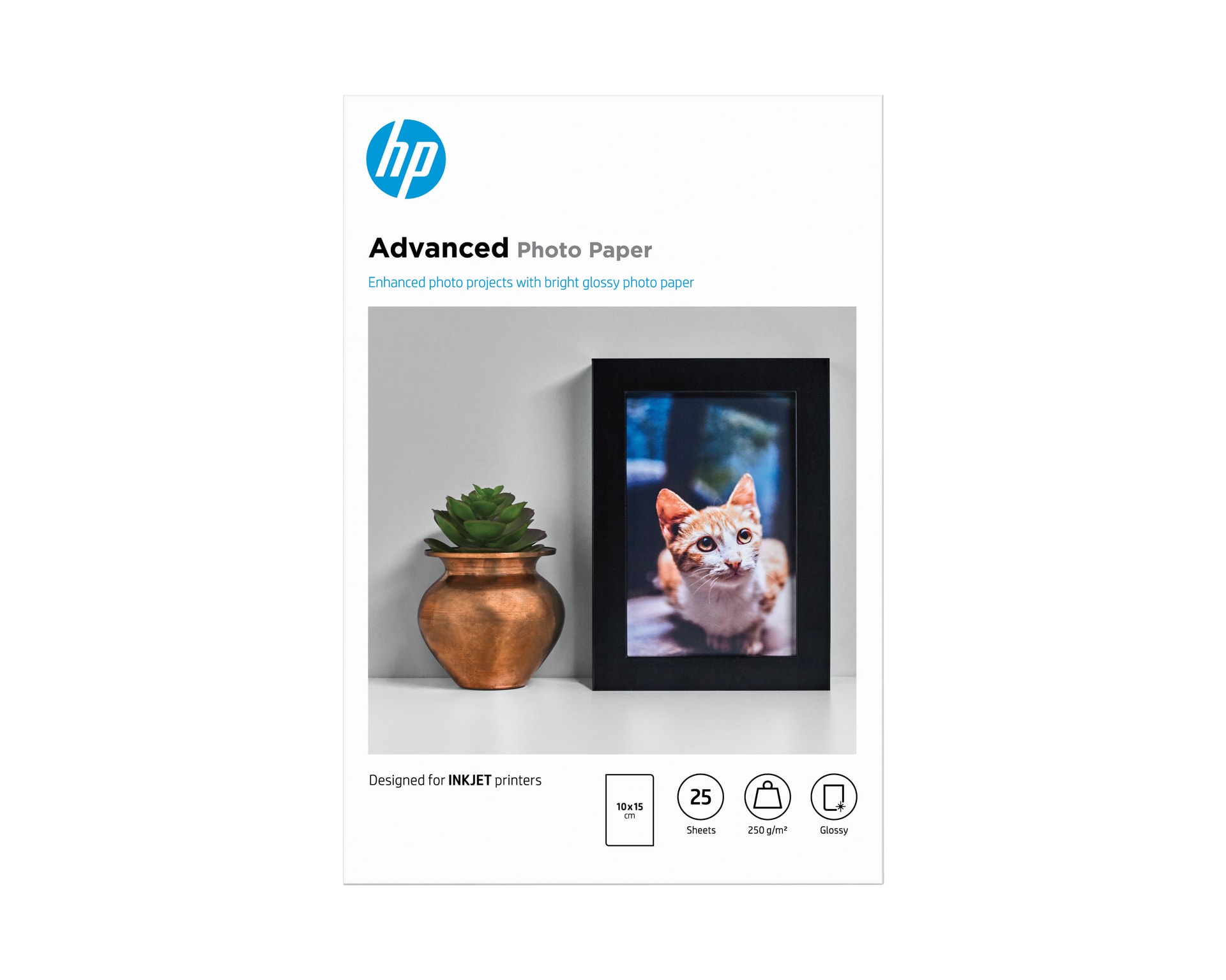 HP Papel de Fotografia Advanced Brilhante, 250 g/m2, 10 x 15 cm (101 x 152 mm), 25 folhas, imagem 1